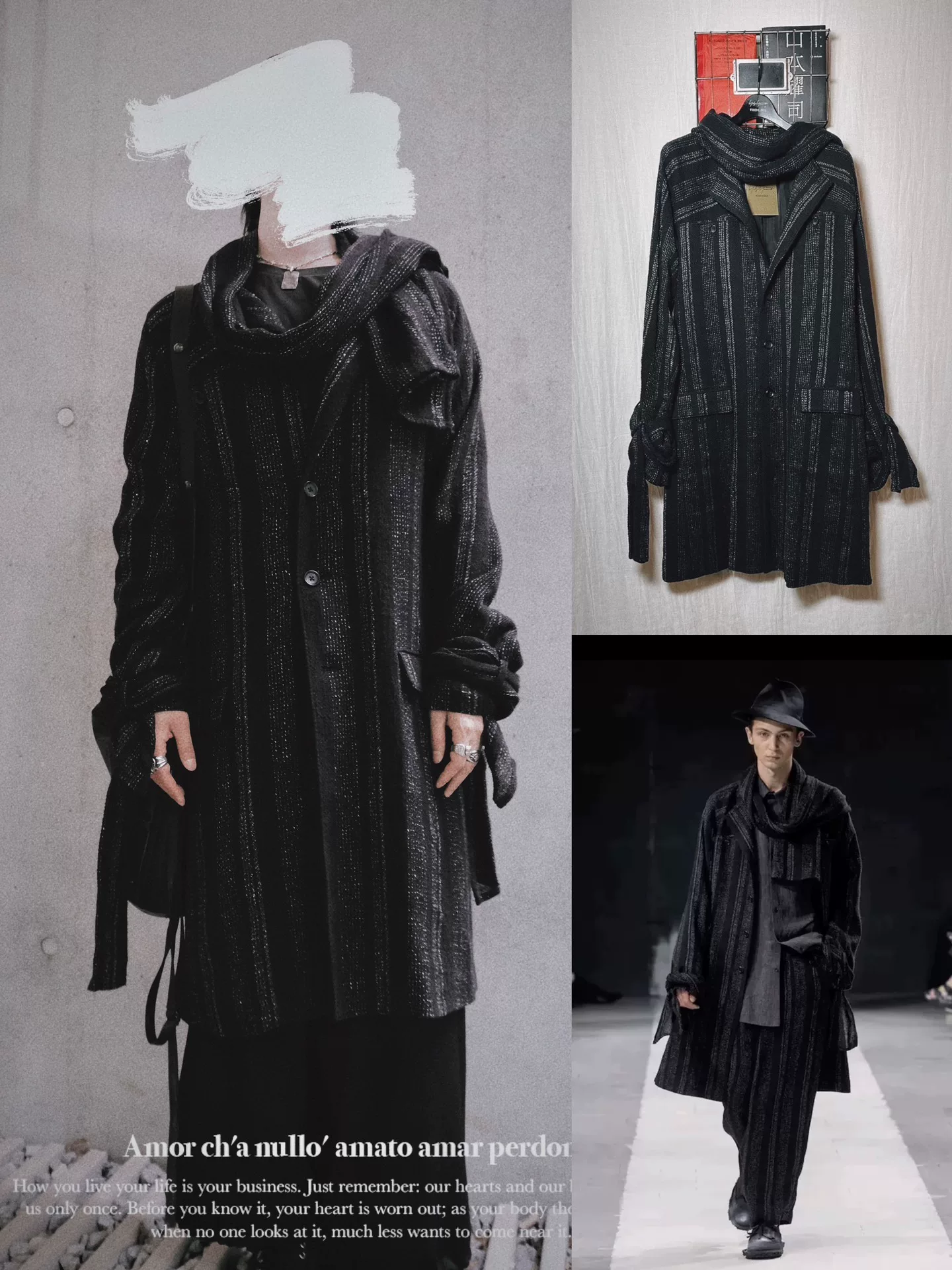 Yohji Yamamoto 24ss Detachable Scarf Coat — label