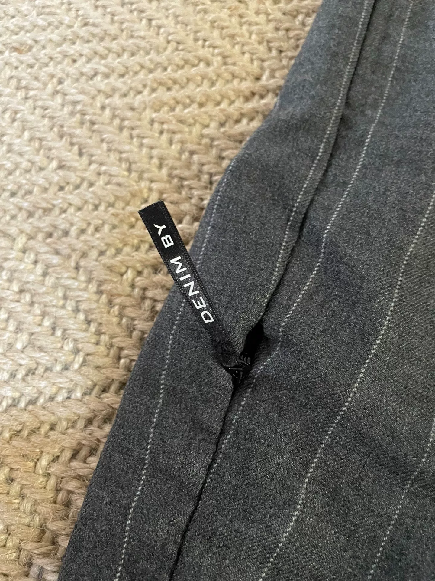 Denim by Vanquish & Fragment Wool Striped Pants — label