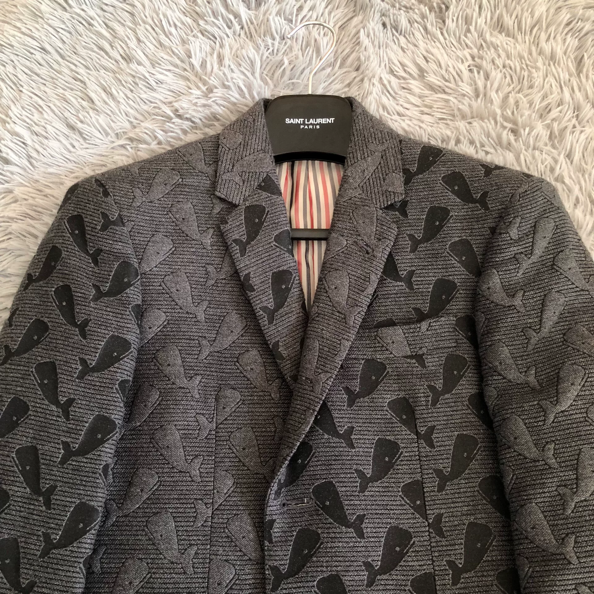 Thom Browne Whale Pattern Suit Jacket — detail