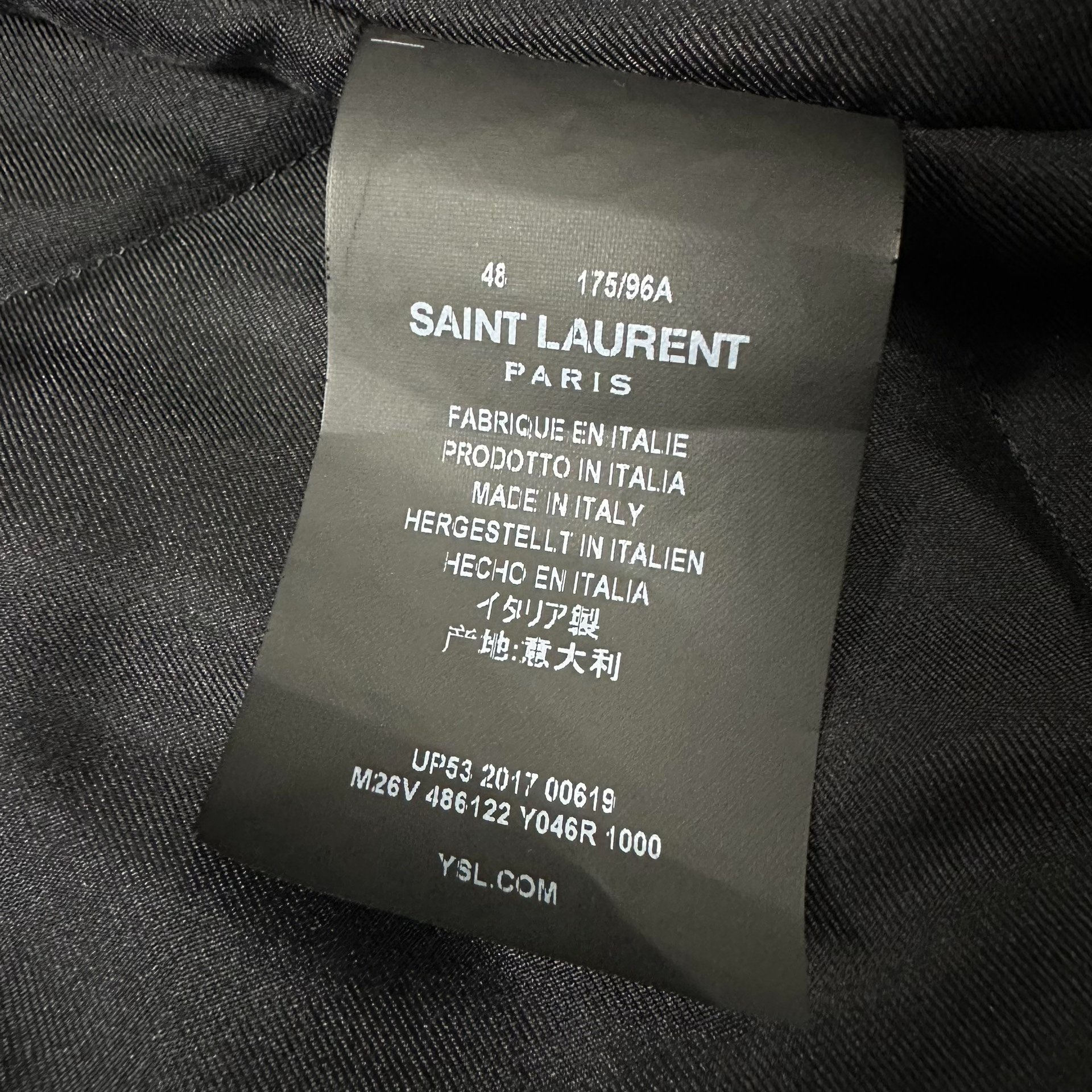Saint Laurent Black Double-Breasted Wool Coat — label