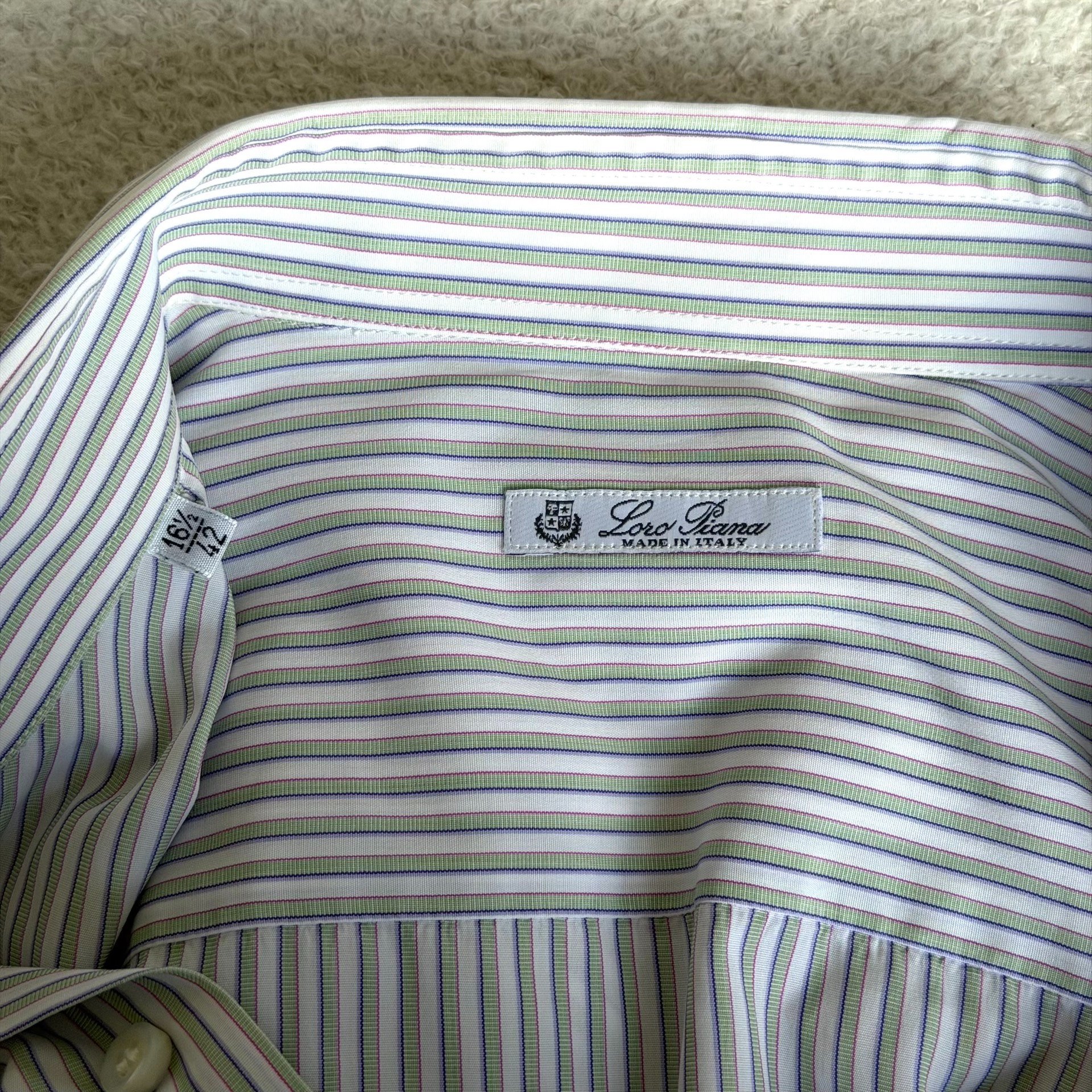 Loro Piana Striped White Long-sleeve Shirt — label