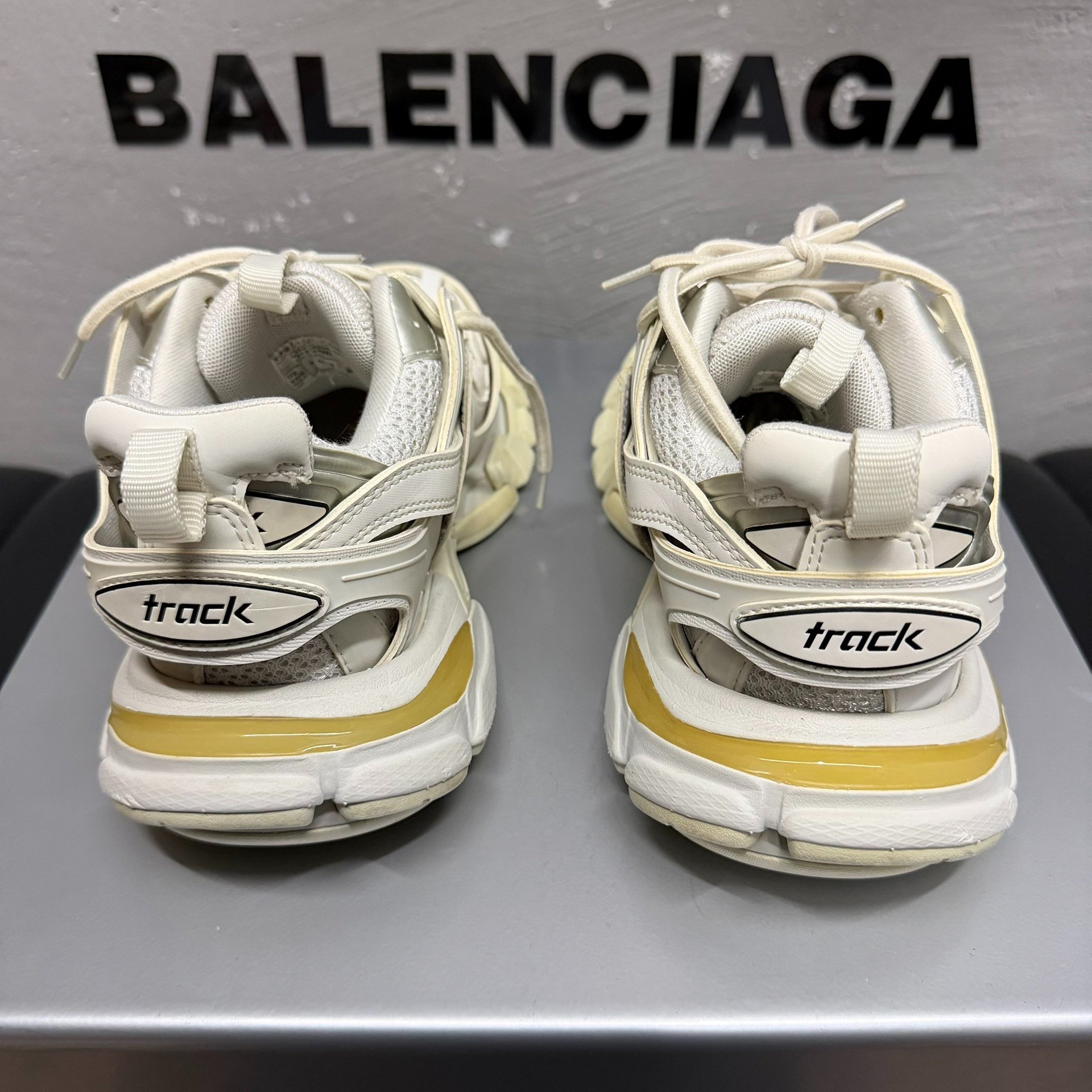Balenciaga Track White Dad Shoes — label