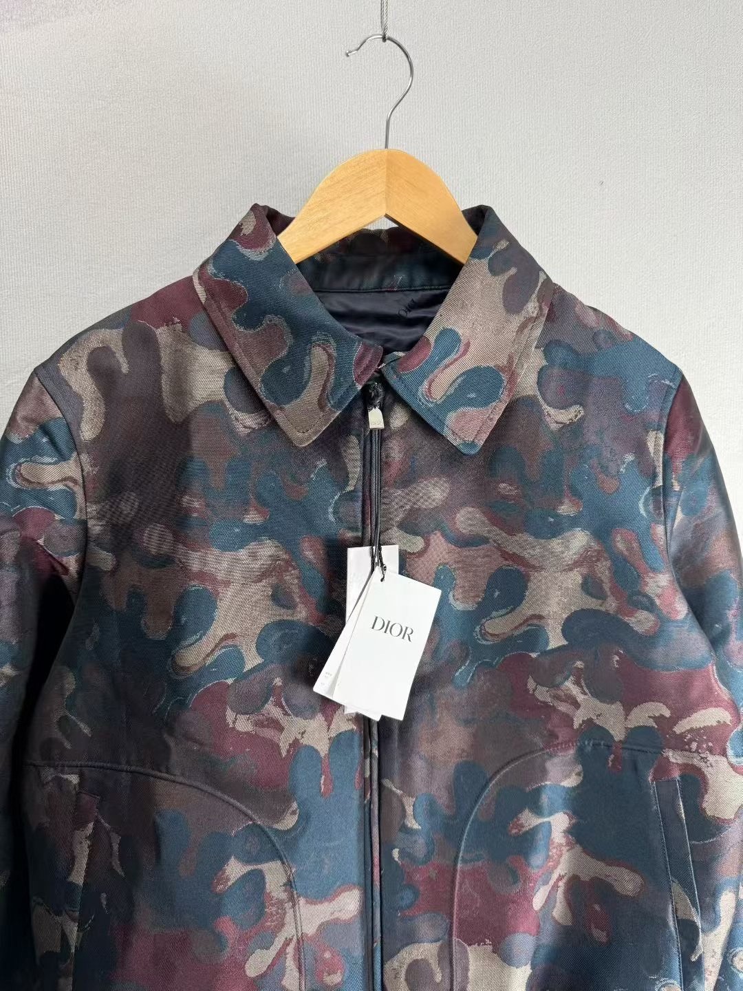 Dior Camouflage Lapel Zip Cotton Jacket — detail