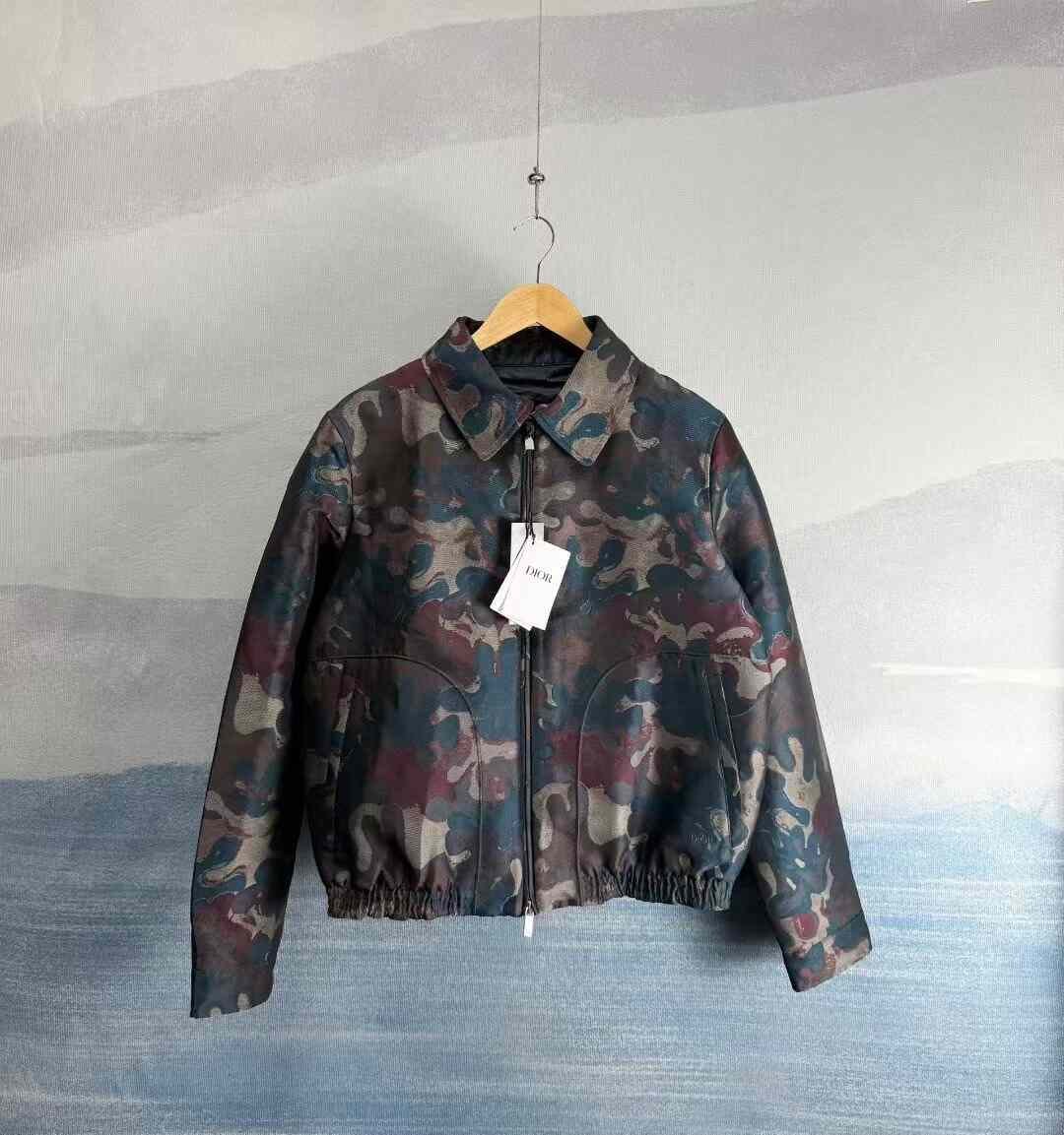 Dior Camouflage Lapel Zip Cotton Jacket