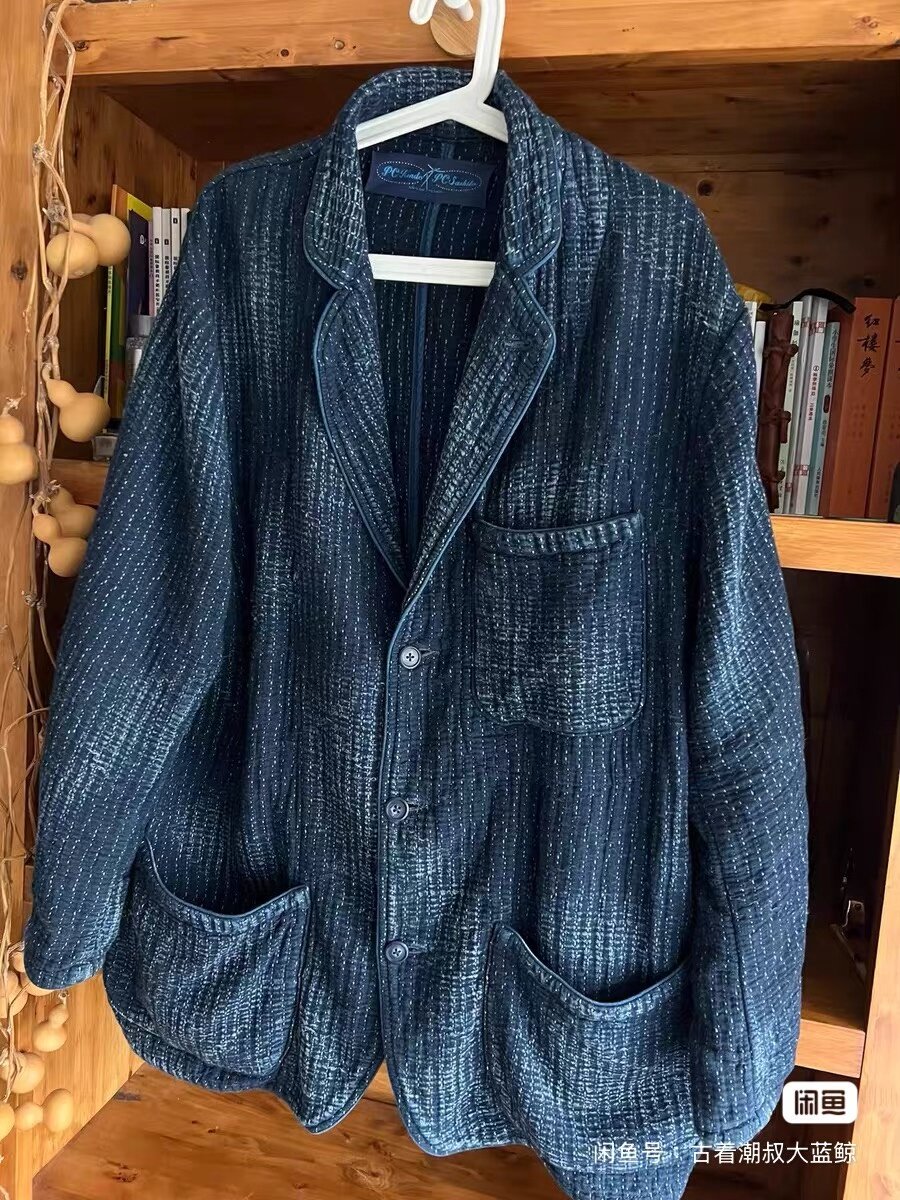 Porter Classic Indigo Sashiko Suit Jacket — detail
