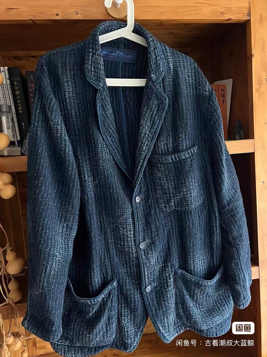 Porter Classic Indigo Sashiko Suit Jacket — front