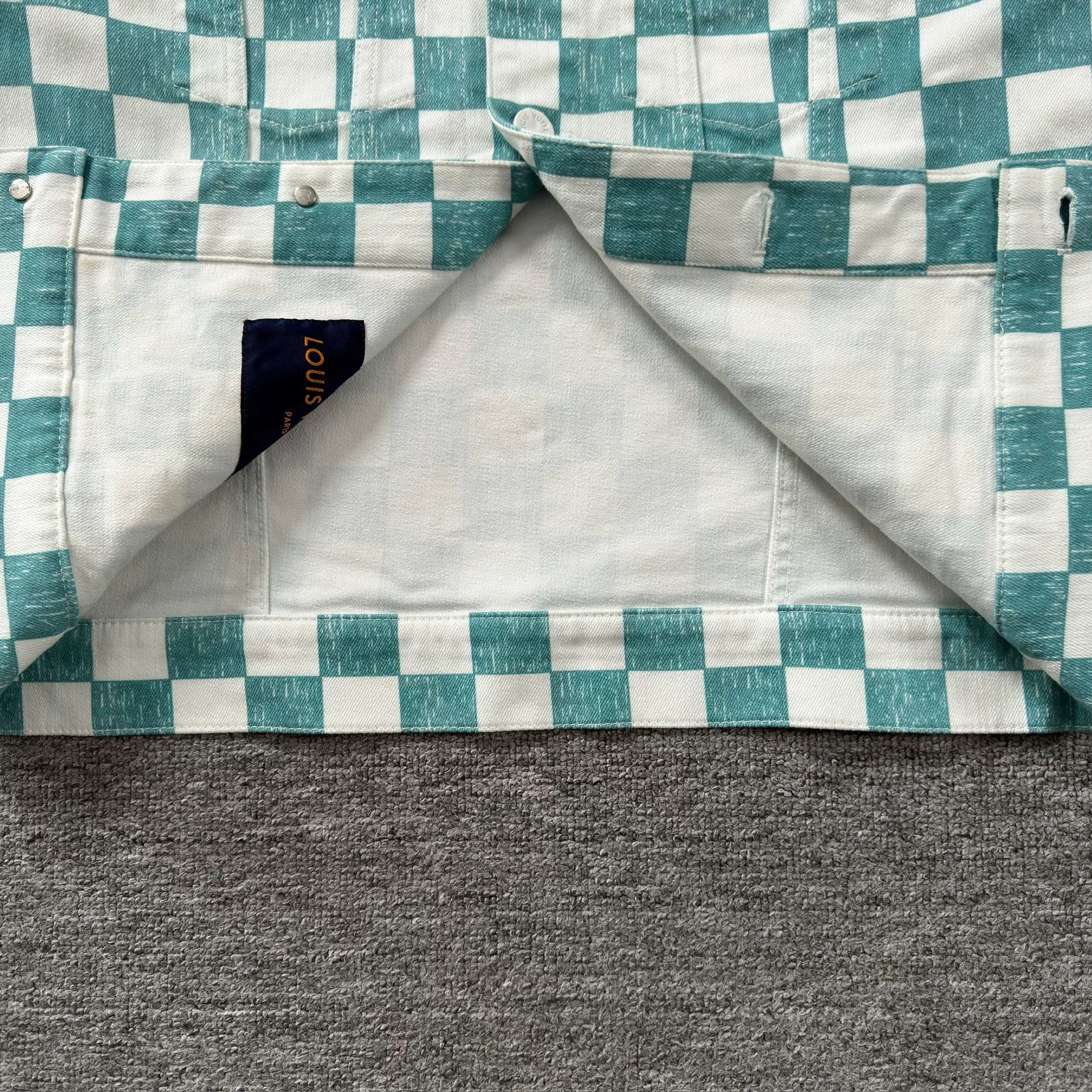 Louis Vuitton Checkered Denim Jacket — label