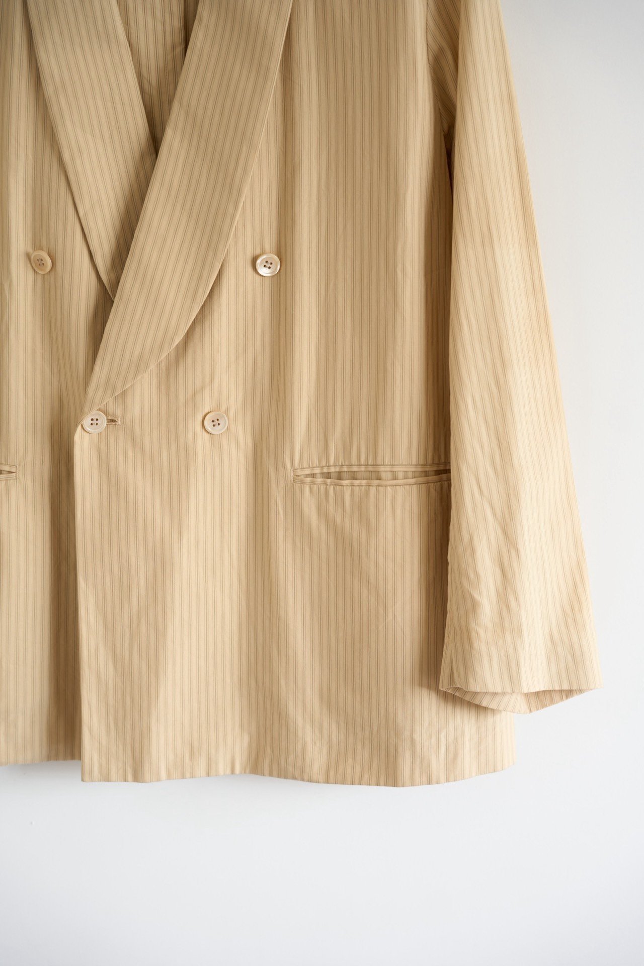 Auralee 18ss Shawl Collar Beige Striped Blazer — back