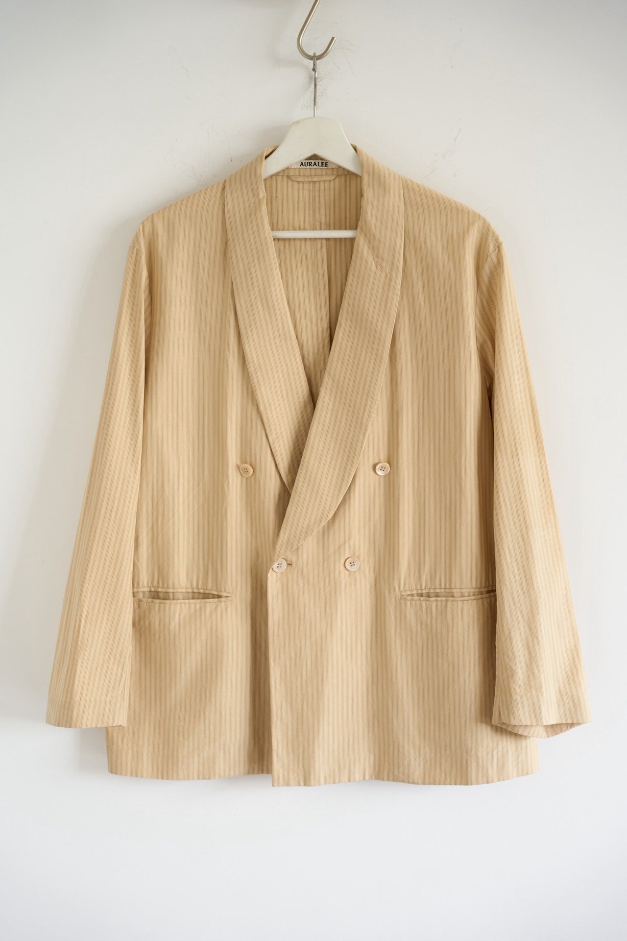 Auralee 18ss Shawl Collar Beige Striped Blazer