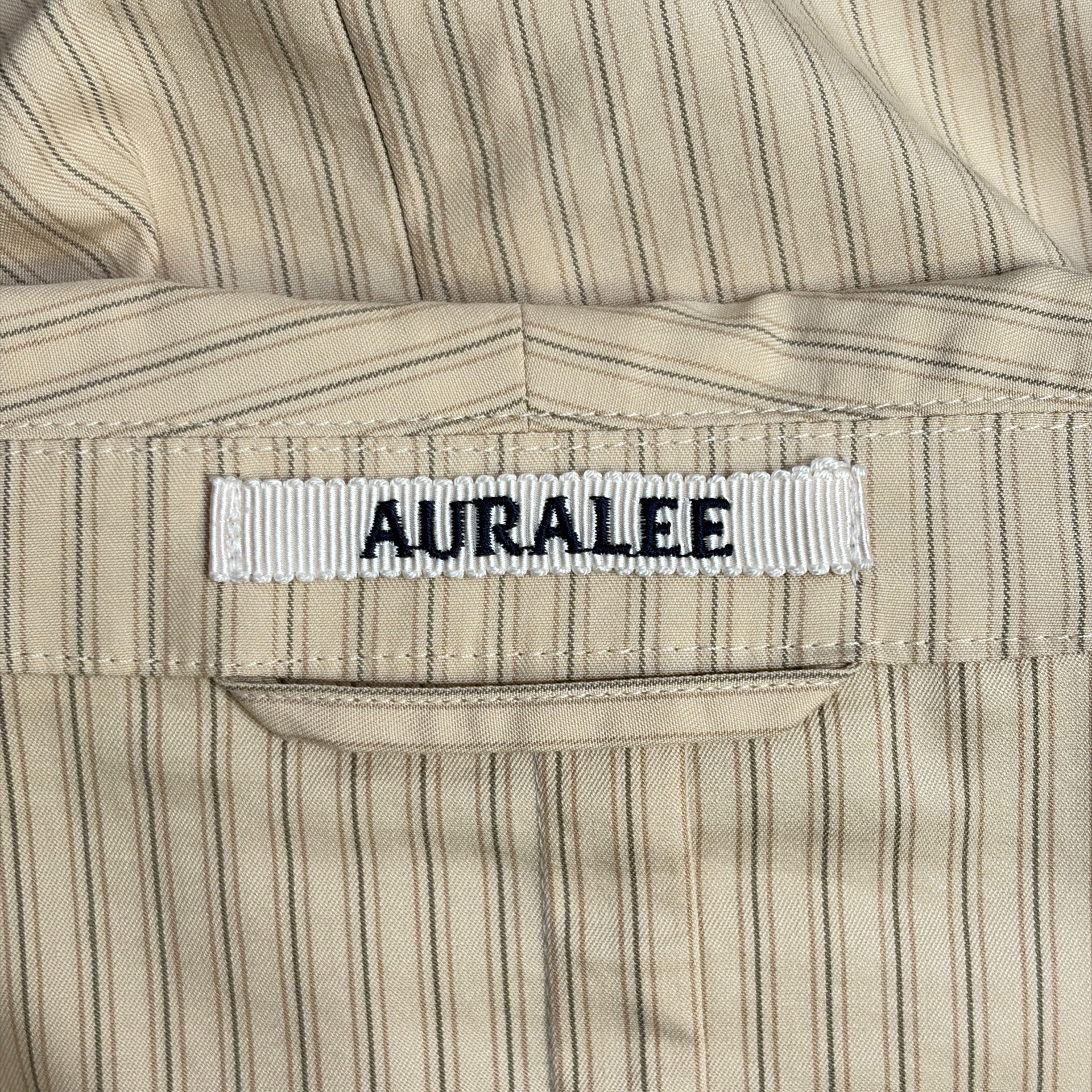 Auralee 18ss Shawl Collar Beige Striped Blazer — label