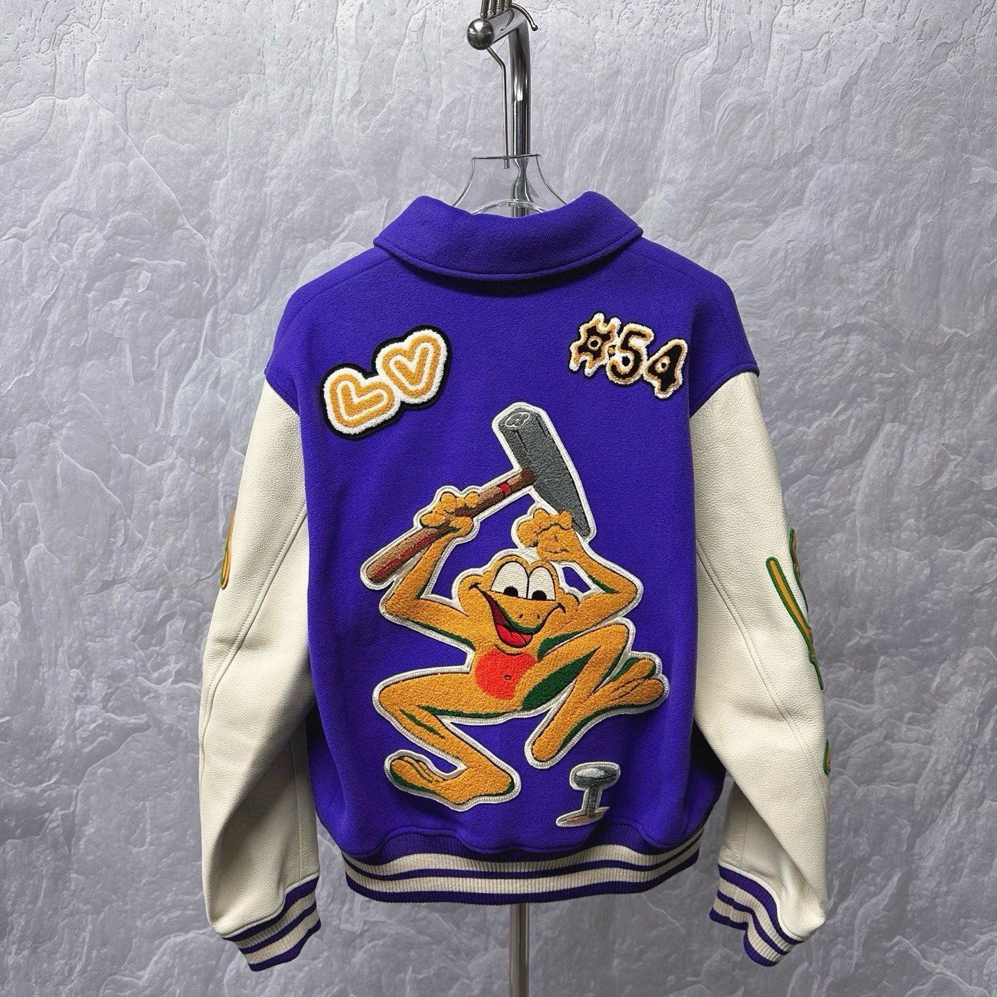 Louis Vuitton Colorblock Letter Frog Baseball Jacket — back