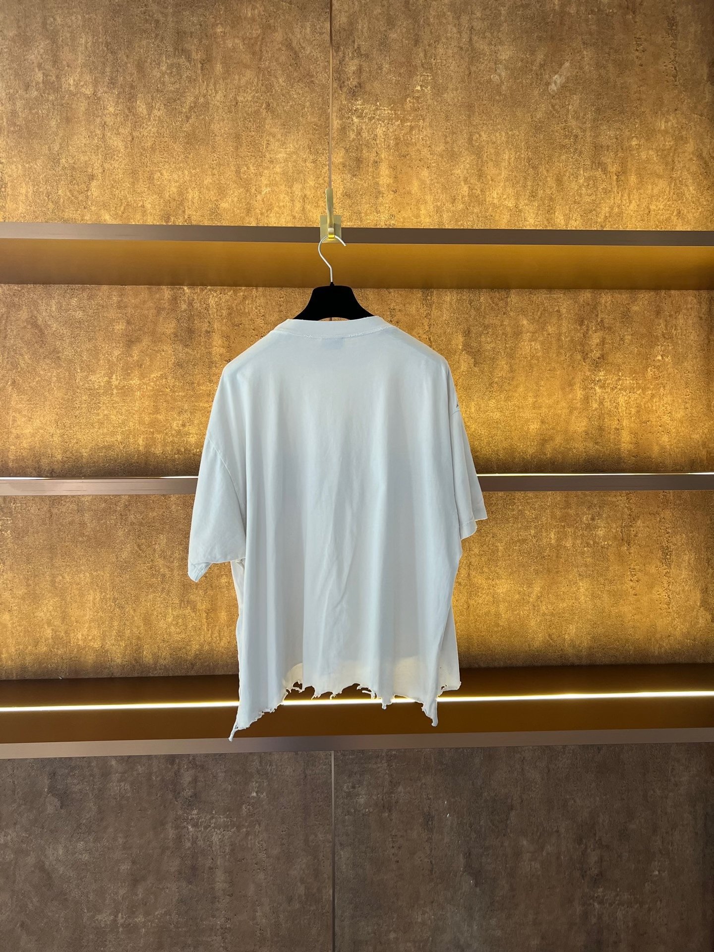 Balenciaga Distressed Hem Patch Logo Tee — front