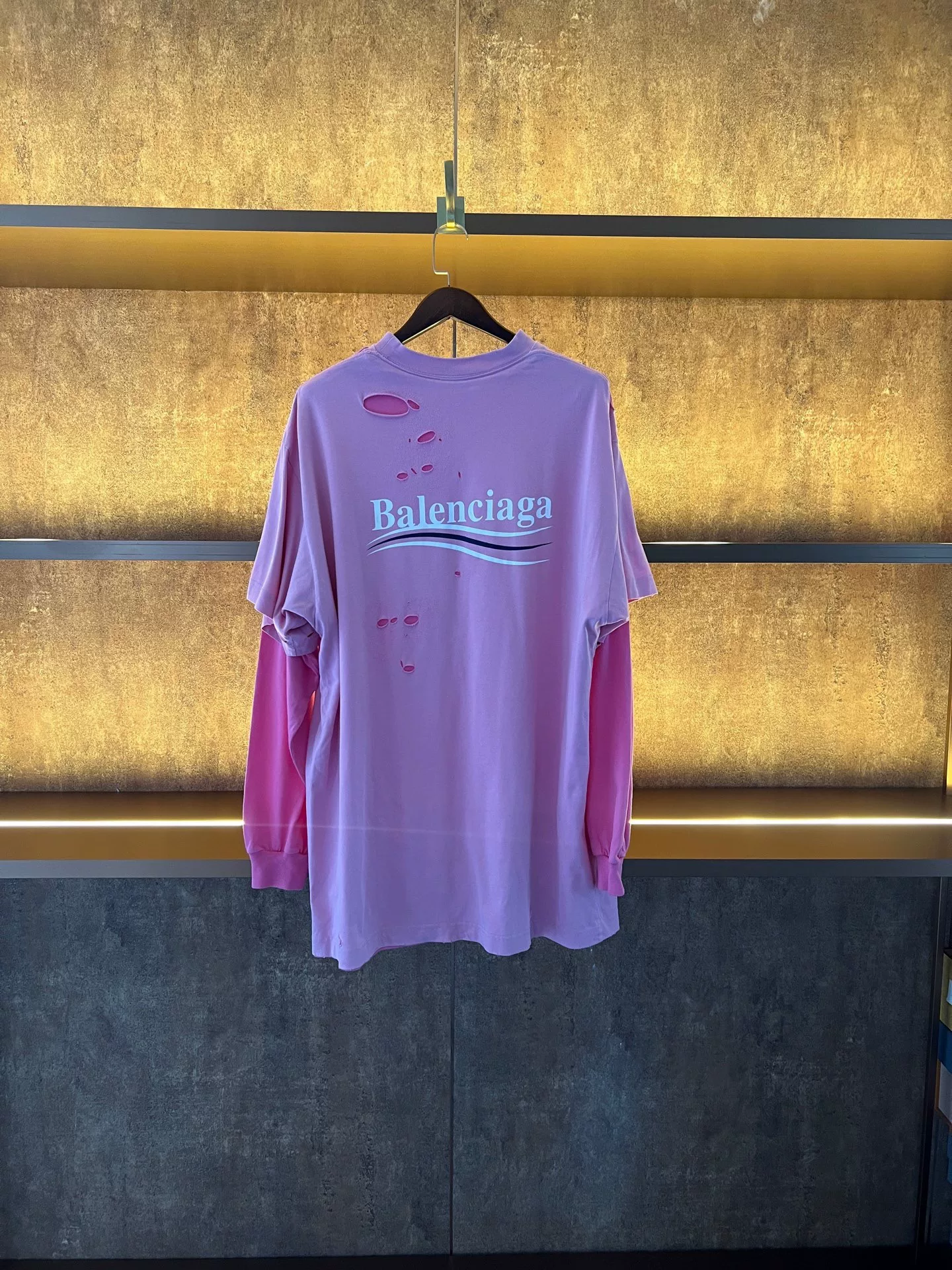 Balenciaga Pink Fake Two-Piece Long-Sleeve Top — front