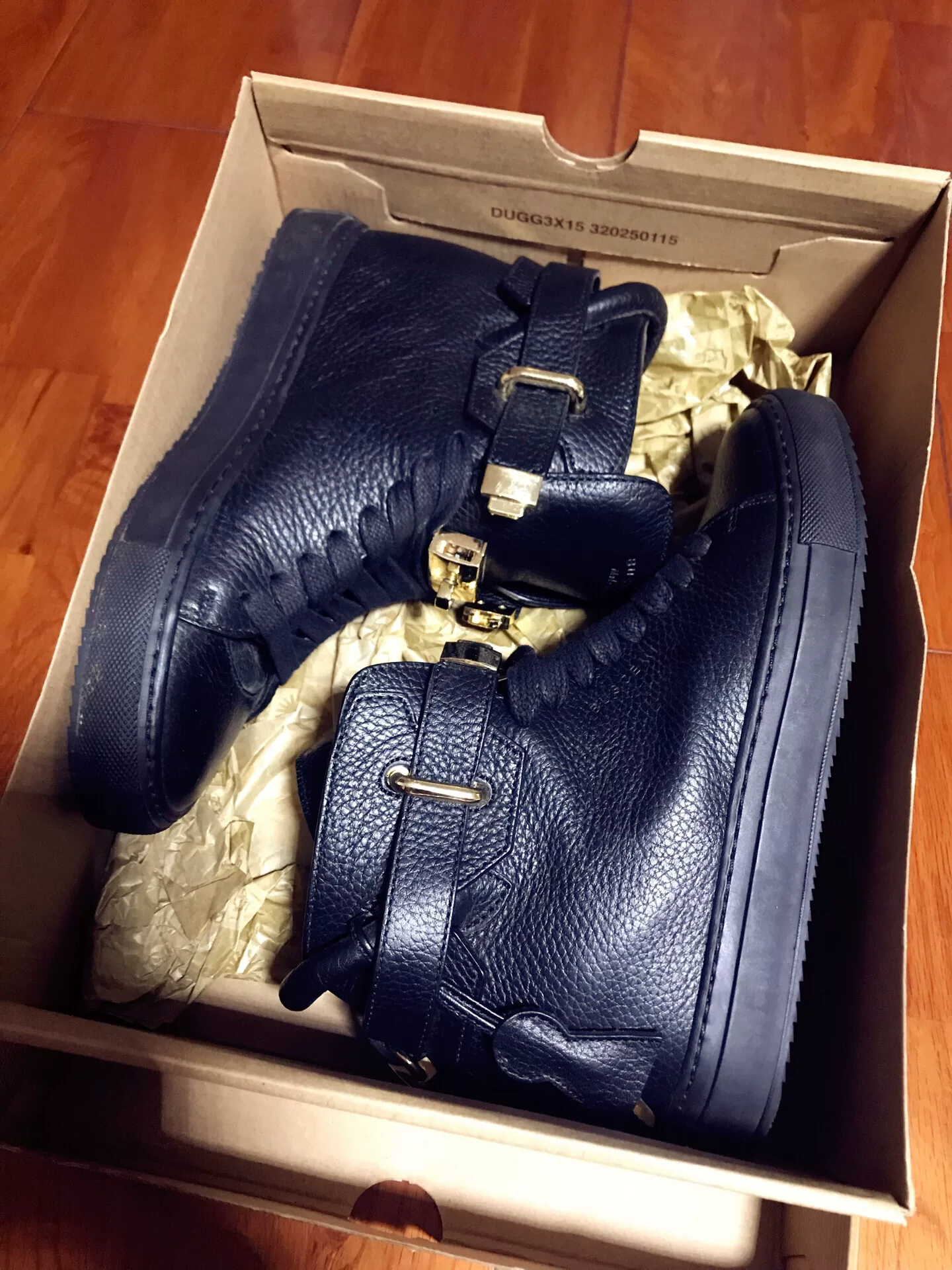 Buscemi Women's Black Gold Lock High-Top Sneakers