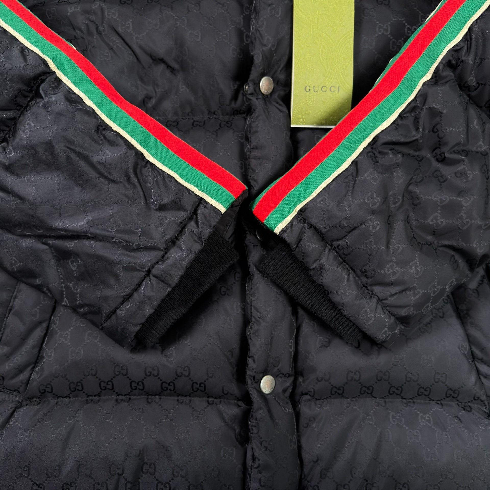 Gucci Double G Print Black Hooded Down Jacket — back