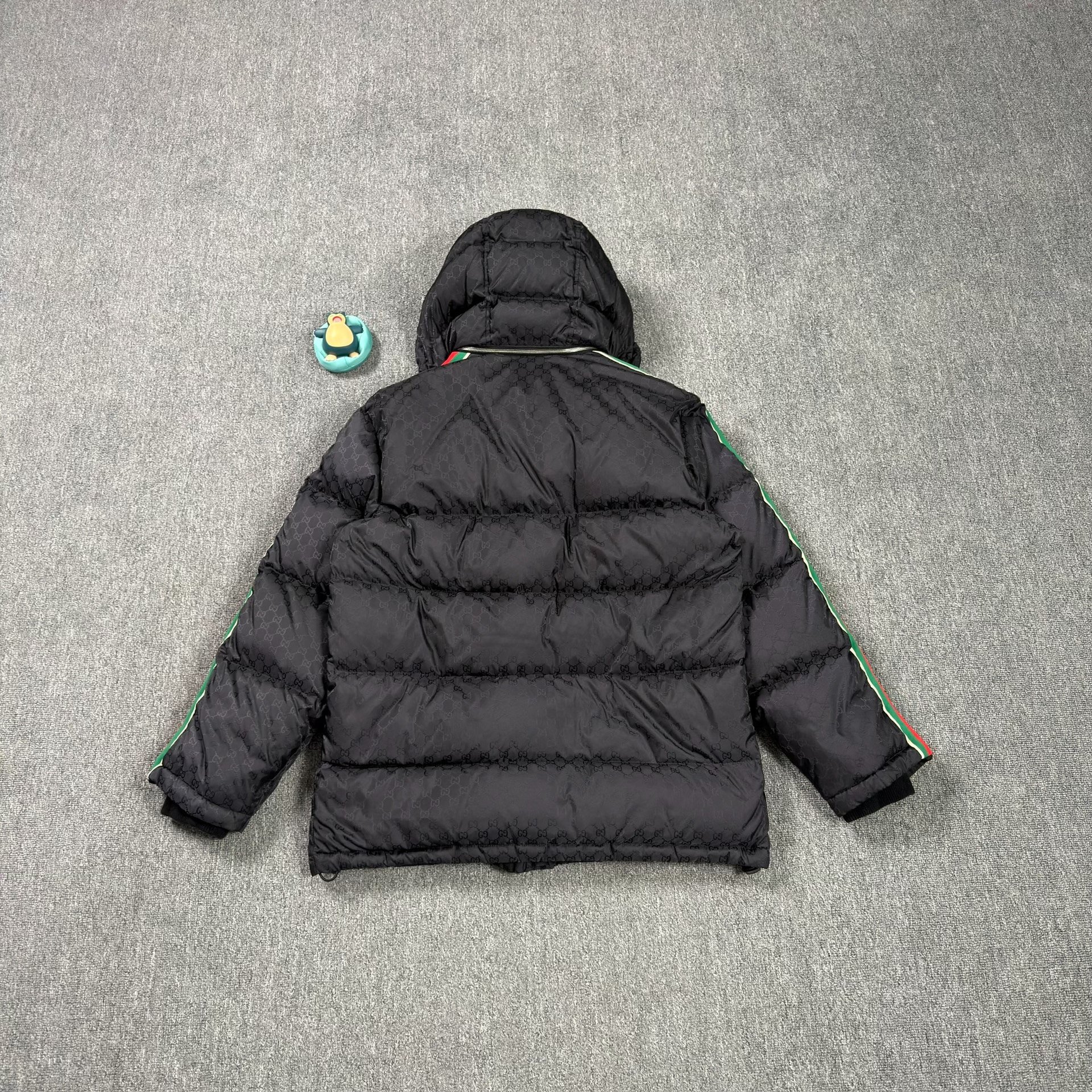 Gucci Double G Print Black Hooded Down Jacket — front