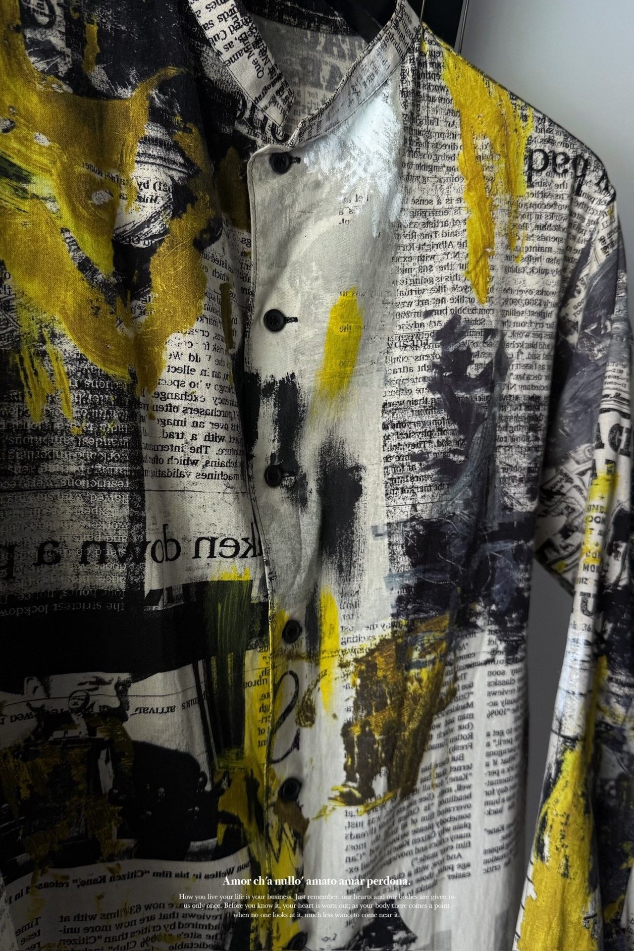 Yohji Yamamoto 22SS Newspaper Print Shirt — back