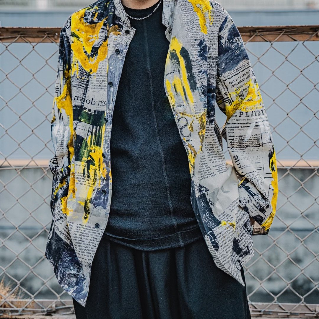 Yohji Yamamoto 22SS Newspaper Print Shirt — label