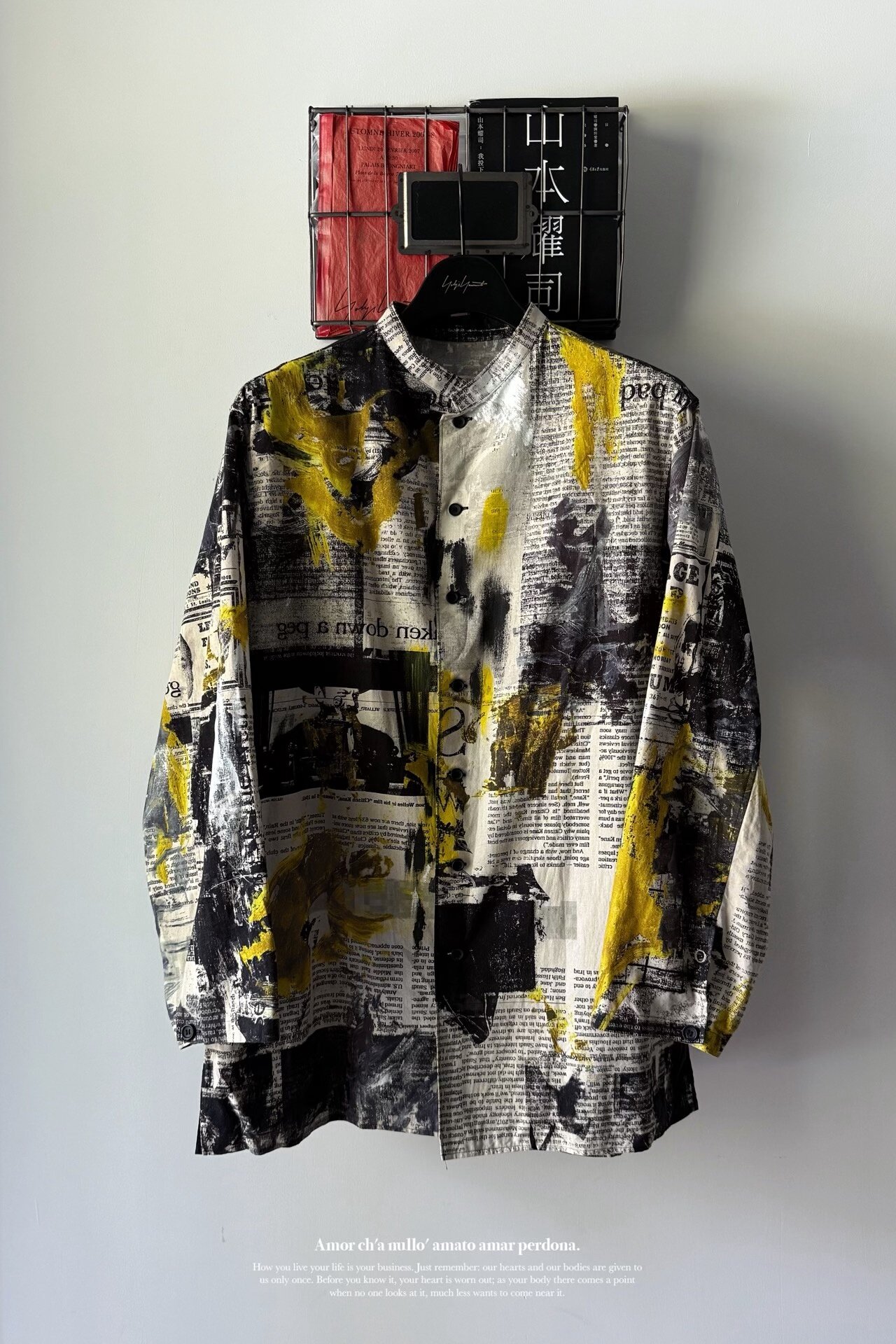 Yohji Yamamoto 22SS Newspaper Print Shirt — front