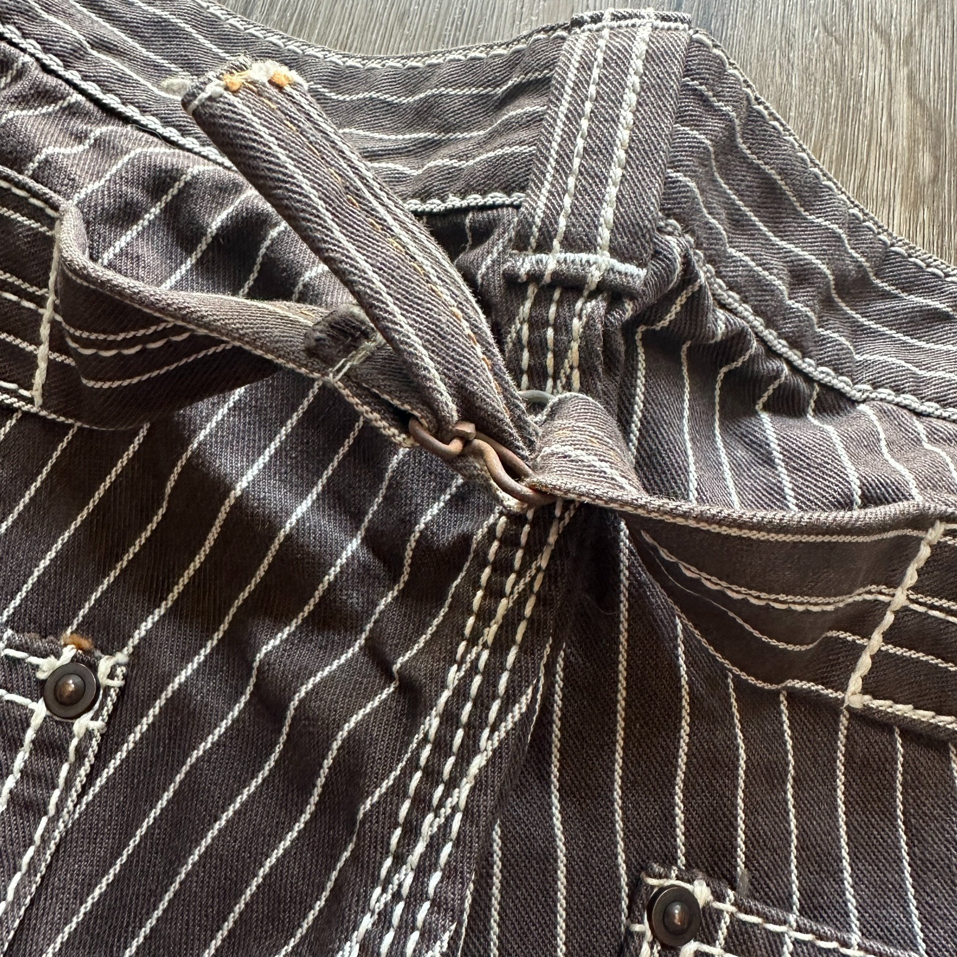 Jelado Brown Striped Paris Button Pants — back