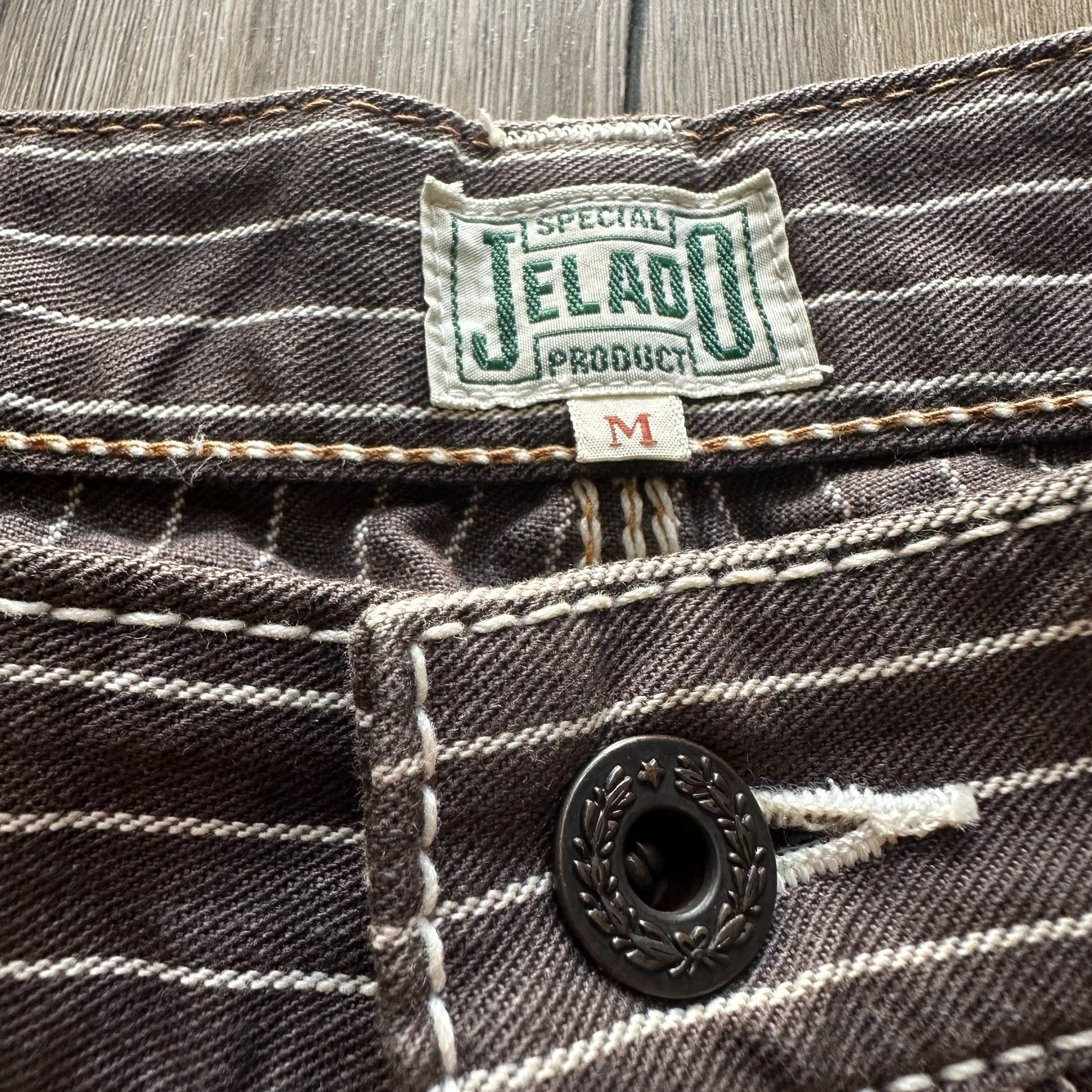Jelado Brown Striped Paris Button Pants — detail