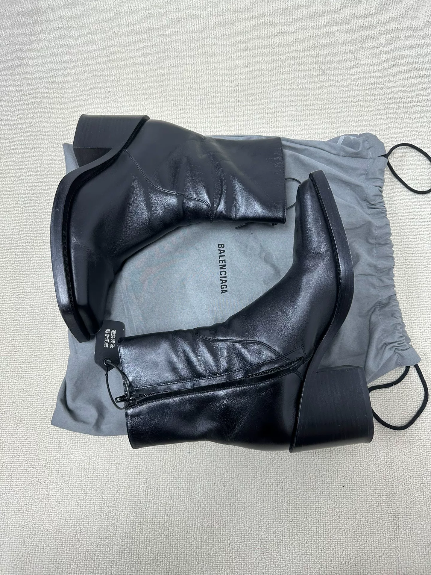 Balenciaga Glove Smooth Calf Leather Short Boots — label