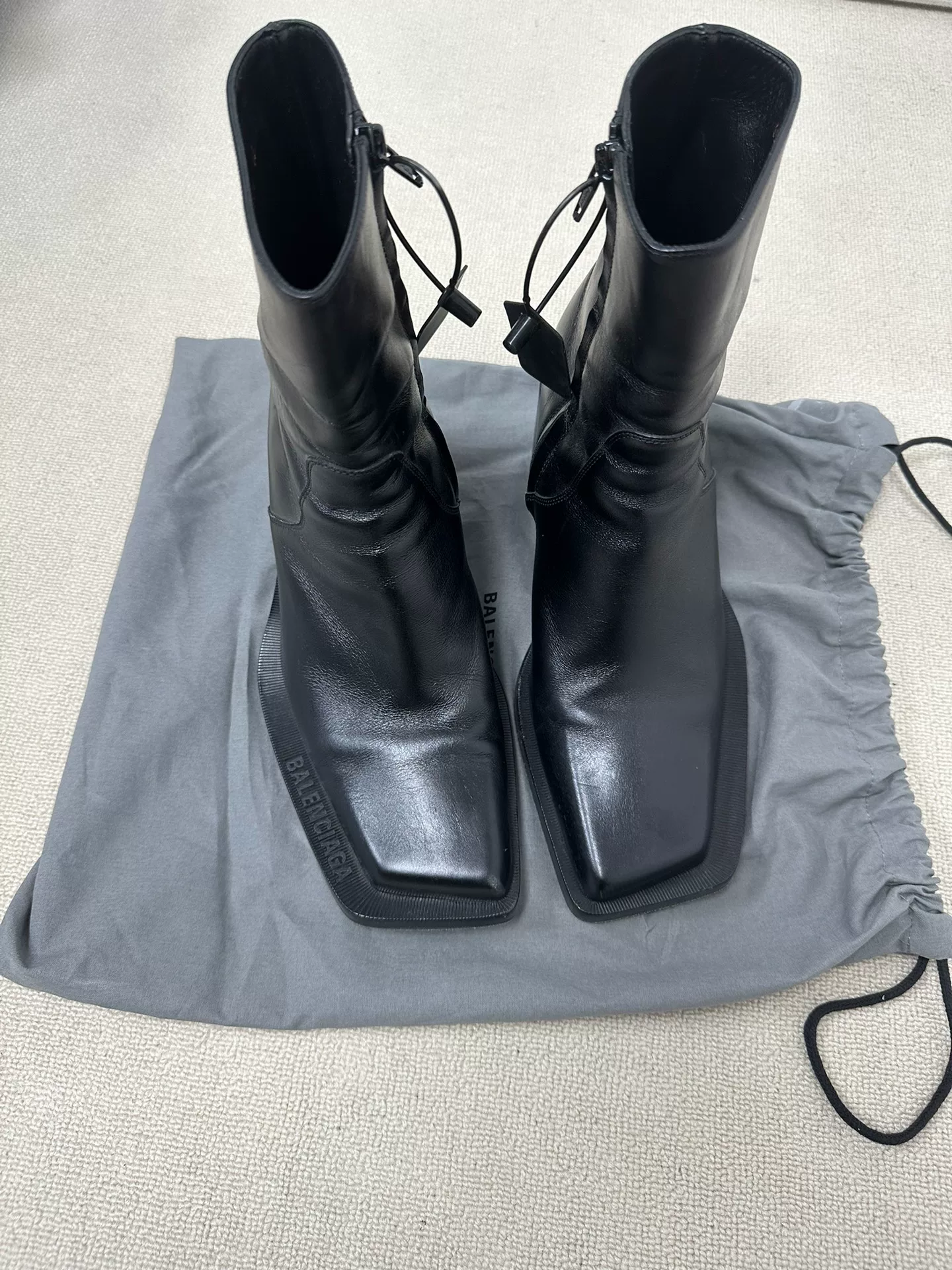 Balenciaga Glove Smooth Calf Leather Short Boots — front