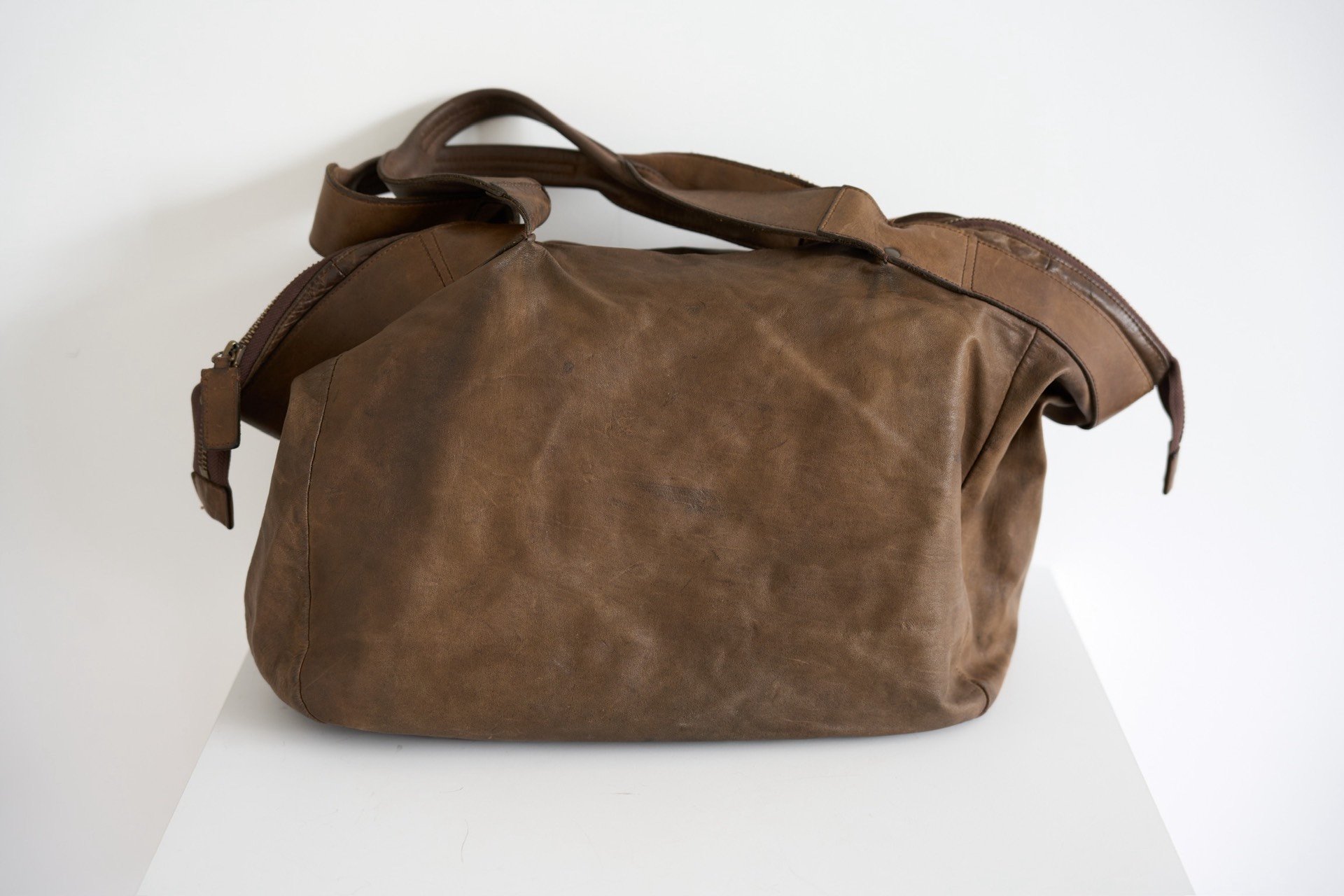 Yohji Yamamoto 10ss Brown Horse Leather Travel Bag — front