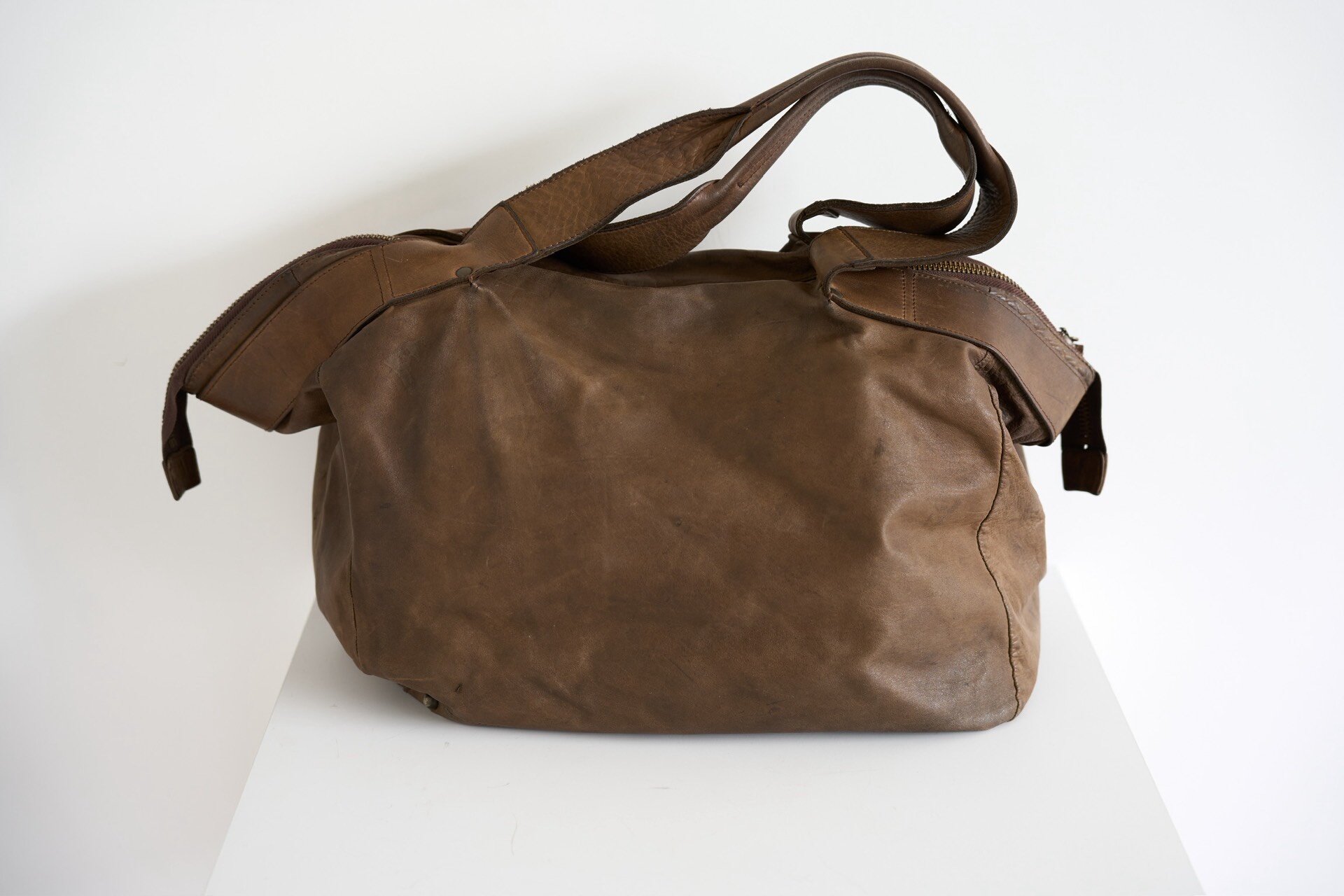 Yohji Yamamoto 10ss Brown Horse Leather Travel Bag — detail
