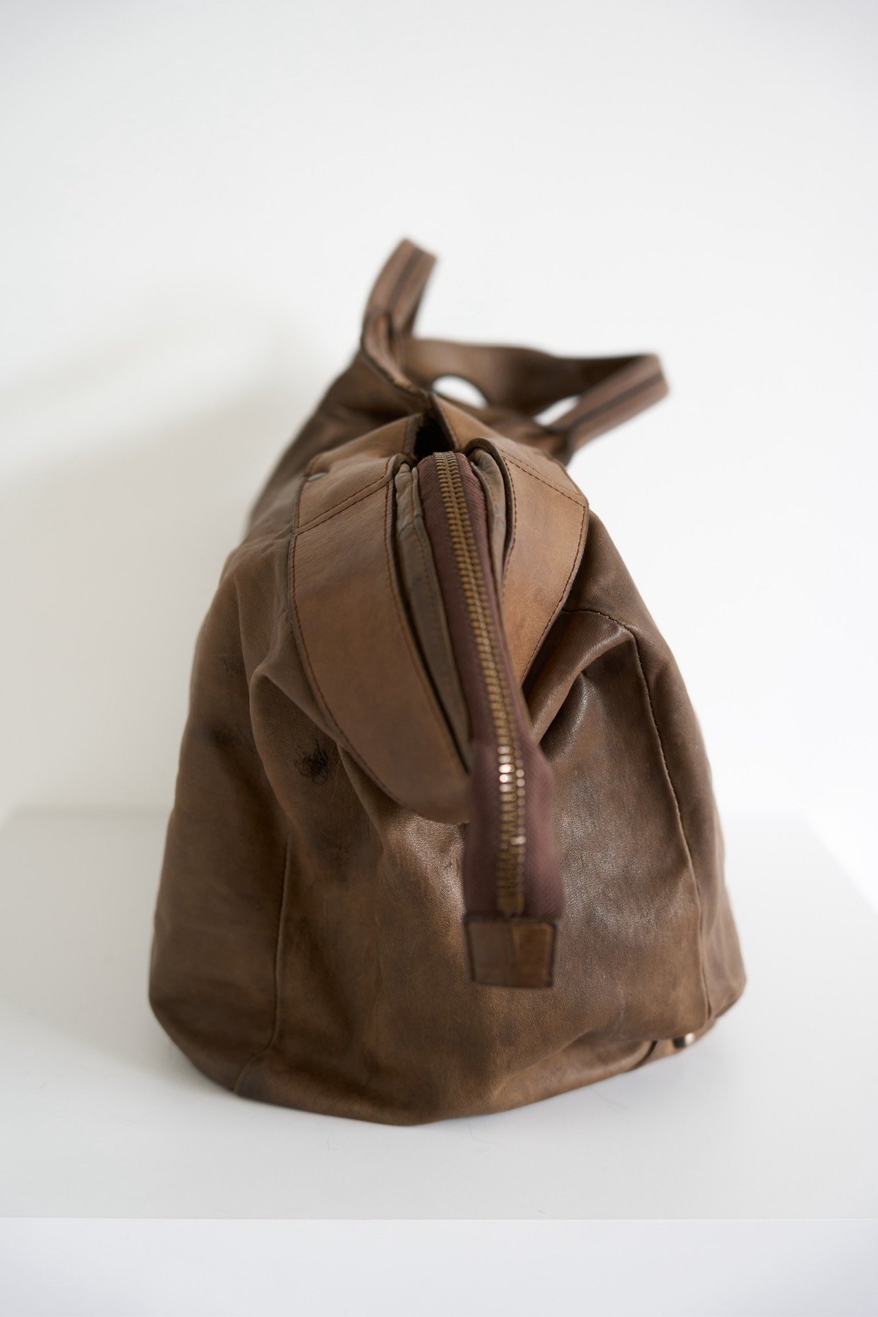 Yohji Yamamoto 10ss Brown Horse Leather Travel Bag — label