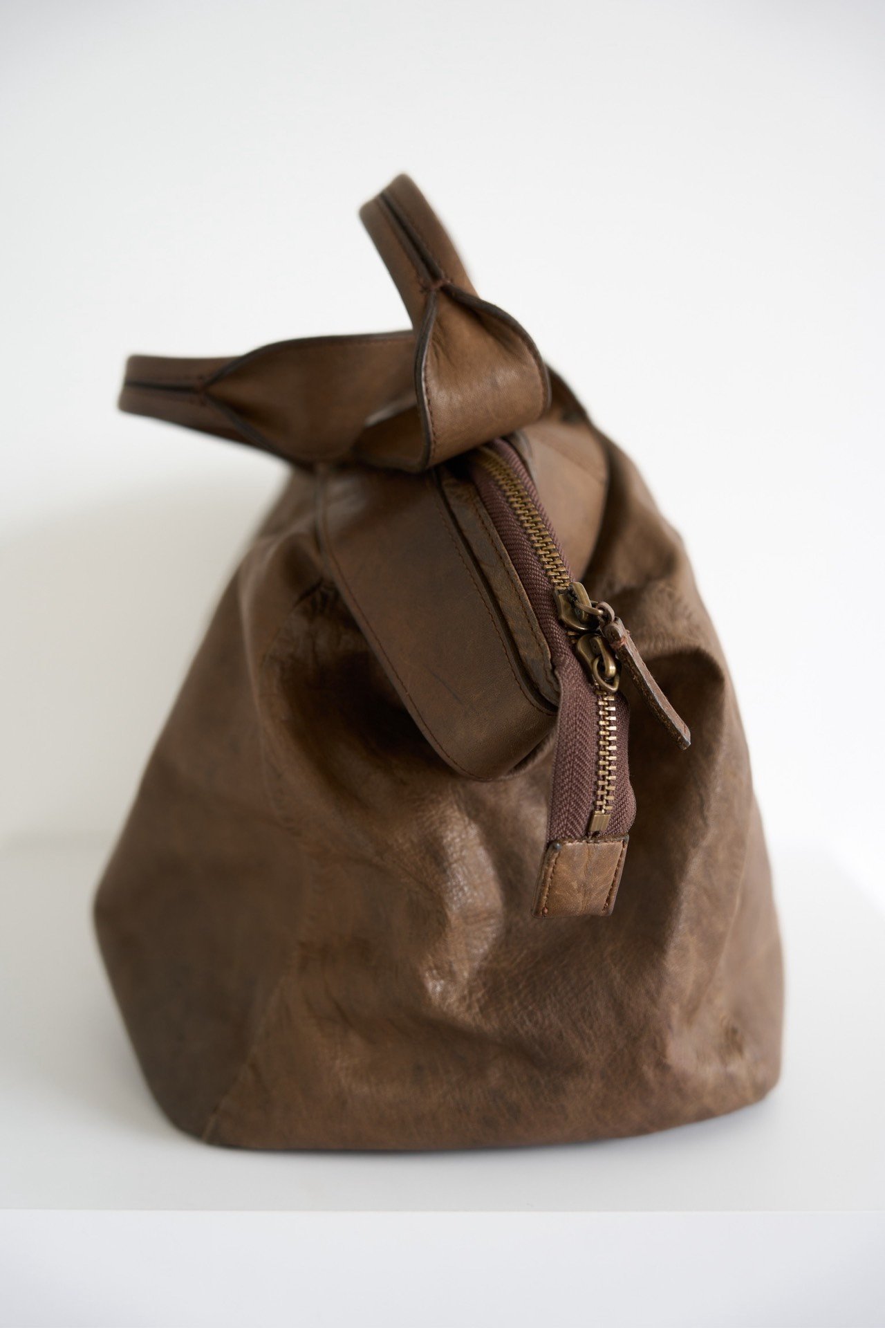 Yohji Yamamoto 10ss Brown Horse Leather Travel Bag — back