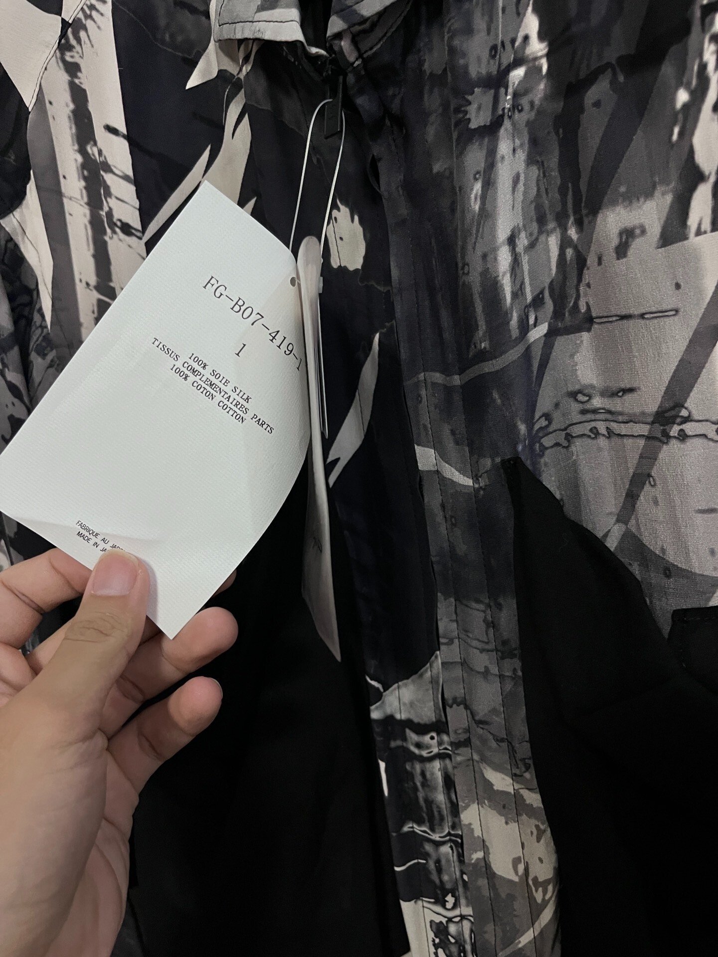 Yohji Yamamoto Graffiti Silk Shirt — label