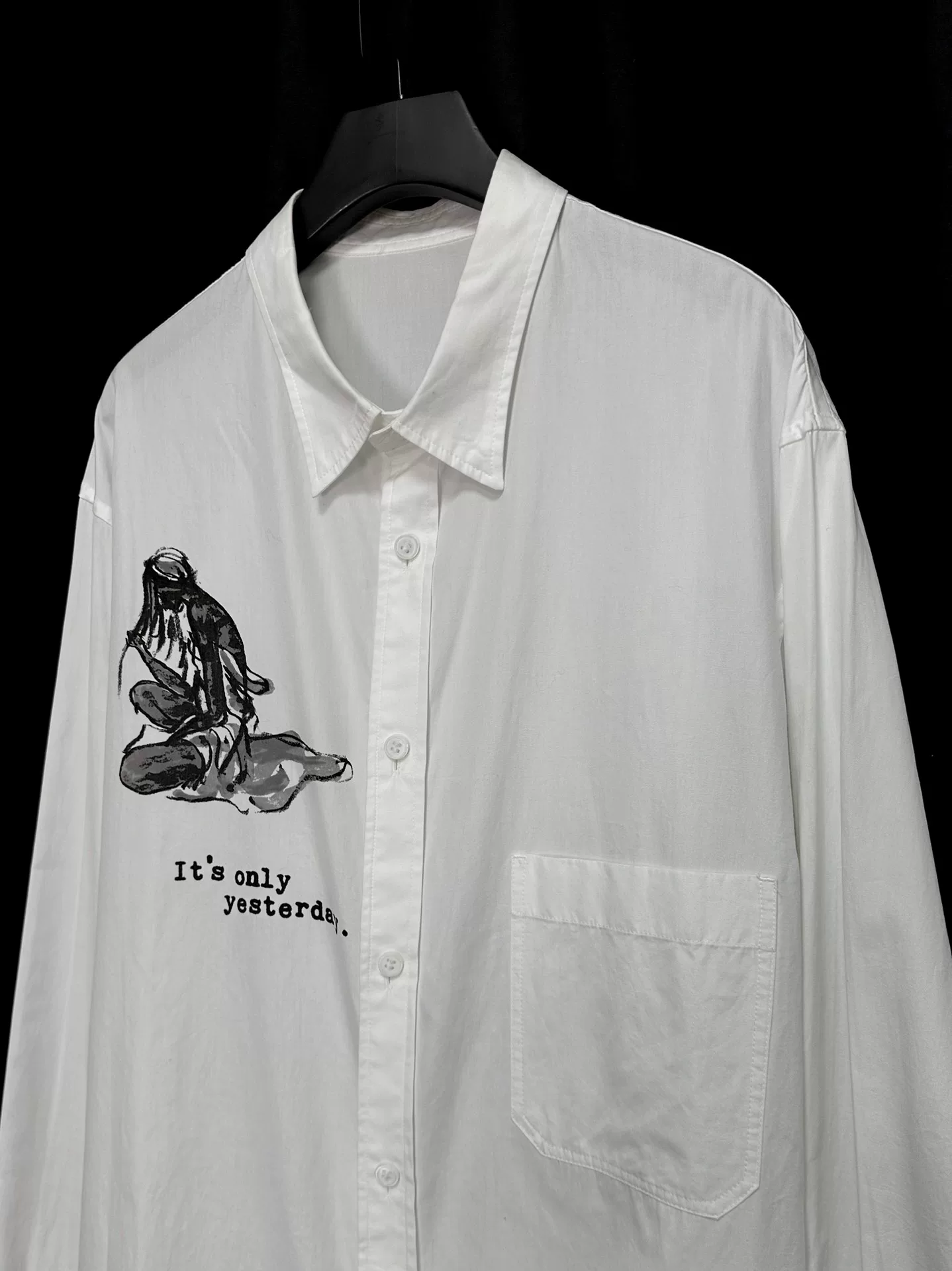 Yohji Yamamoto 19SS Hand-Drawn Portrait Shirt — detail