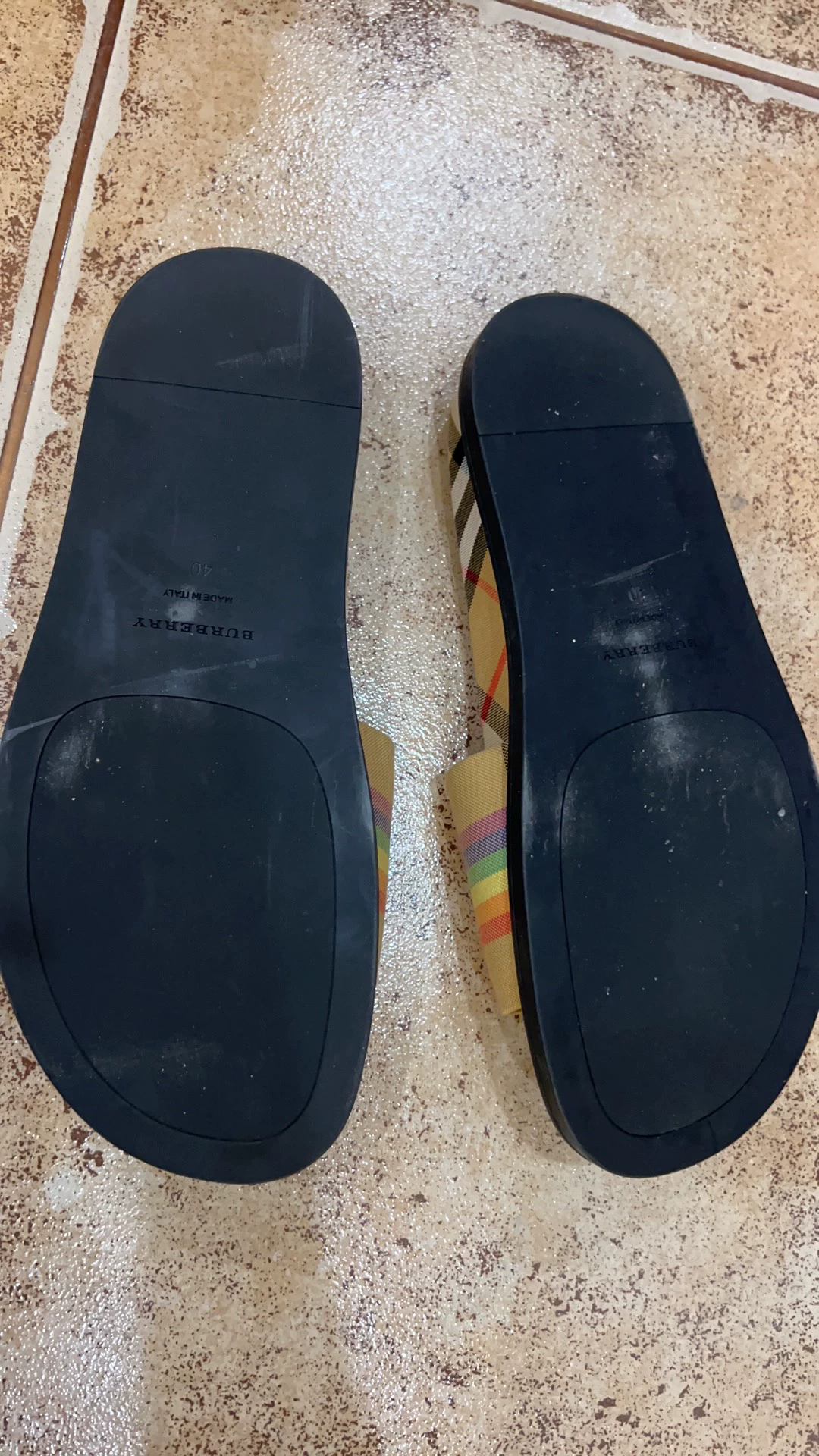 Burberry Check Rainbow Stripe Slide Slippers — front
