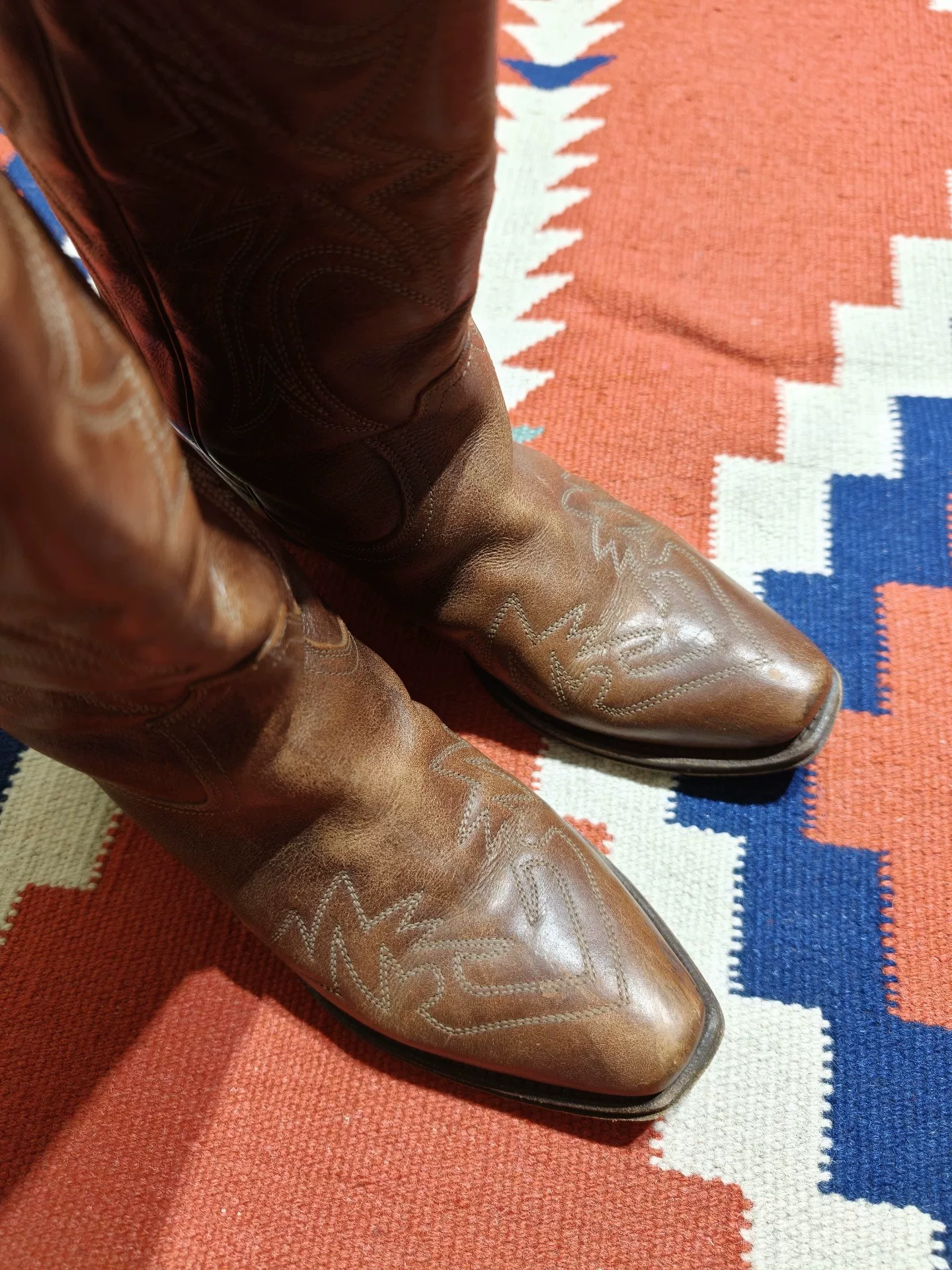 Ralph Lauren Purple Label Carved Leather Western Boots — detail