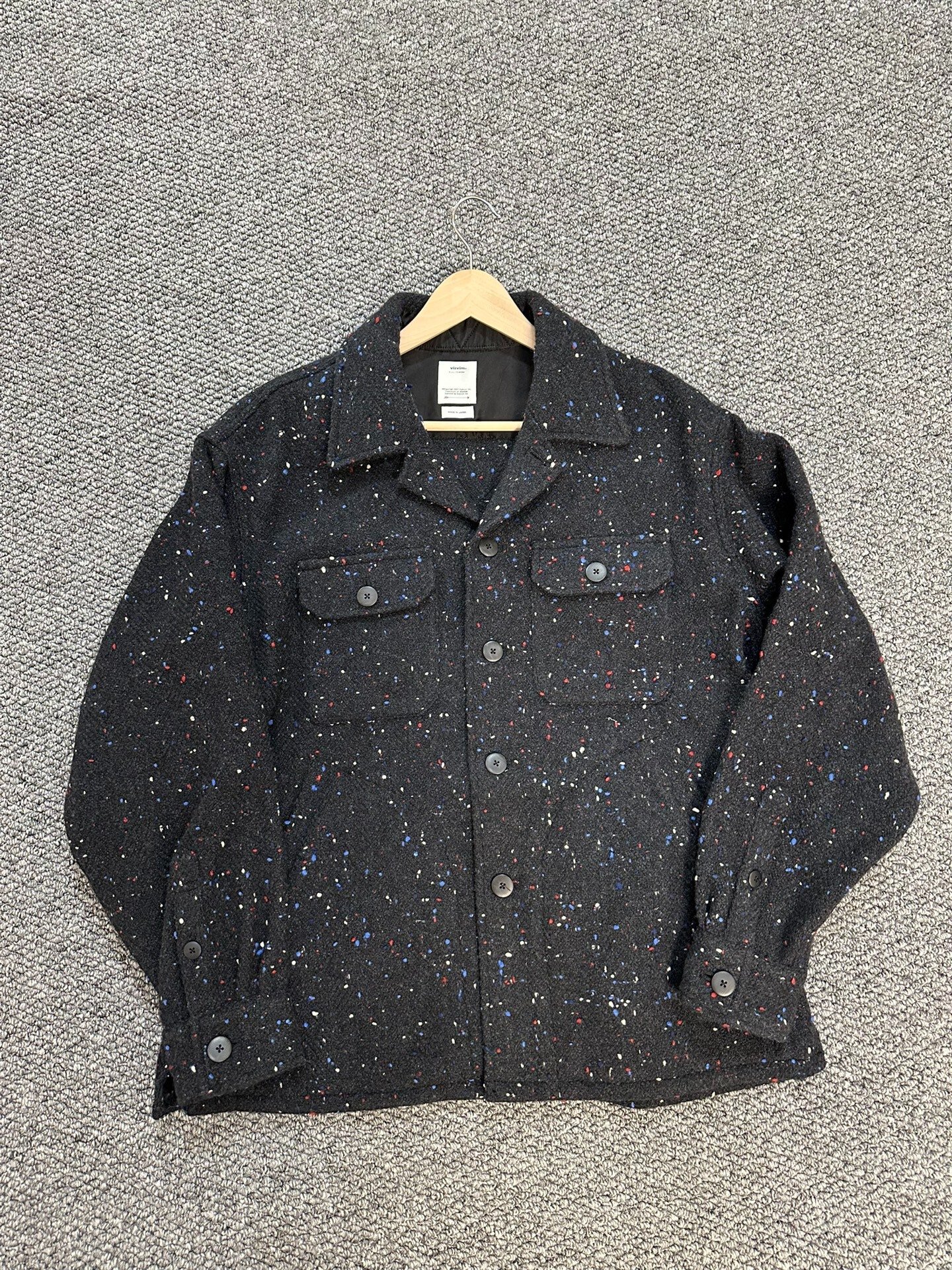 visvim Black Woolen Speckled Jacket