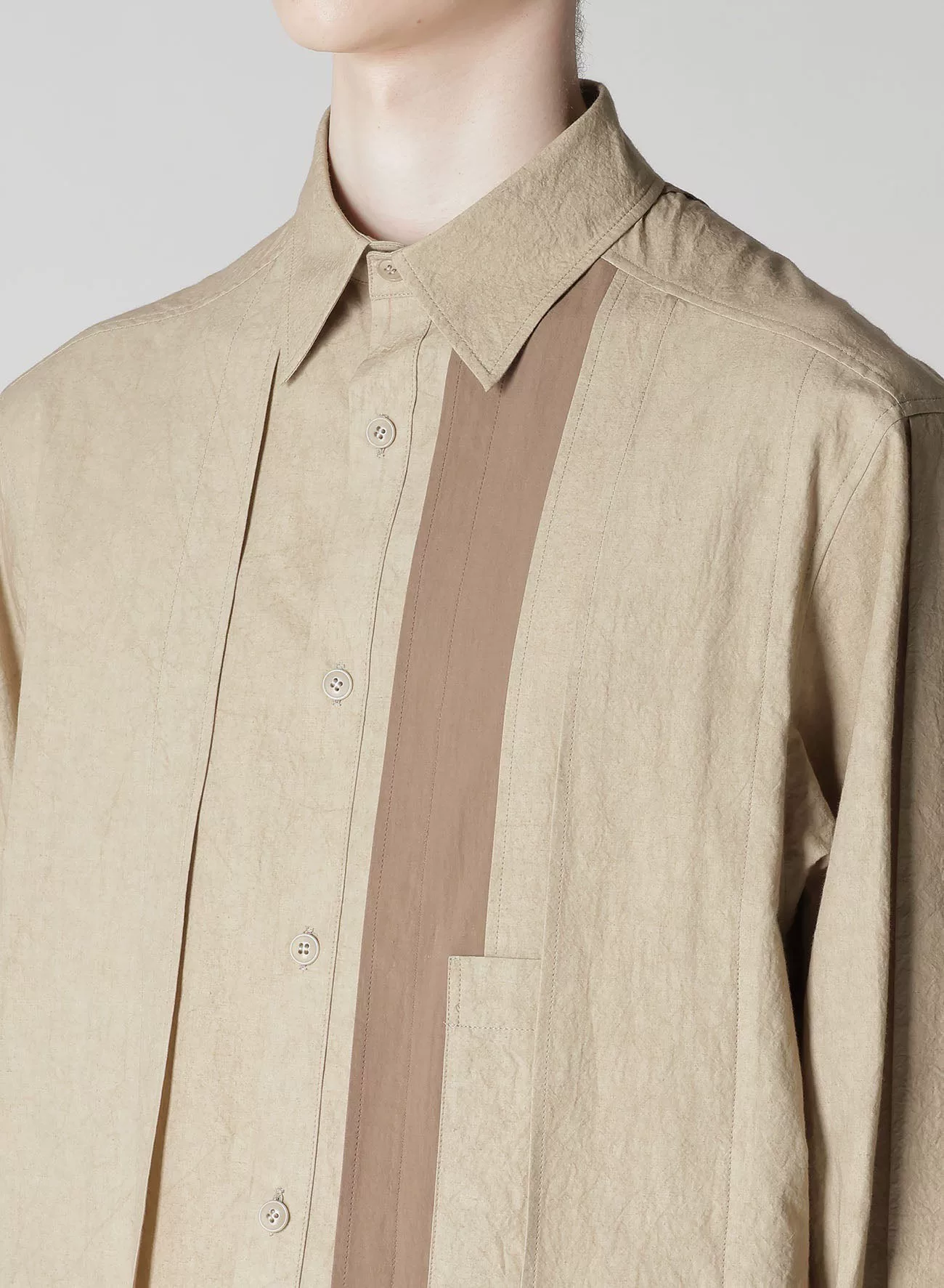 Yohji Yamamoto 24AW Multi-Panel Shirt — label