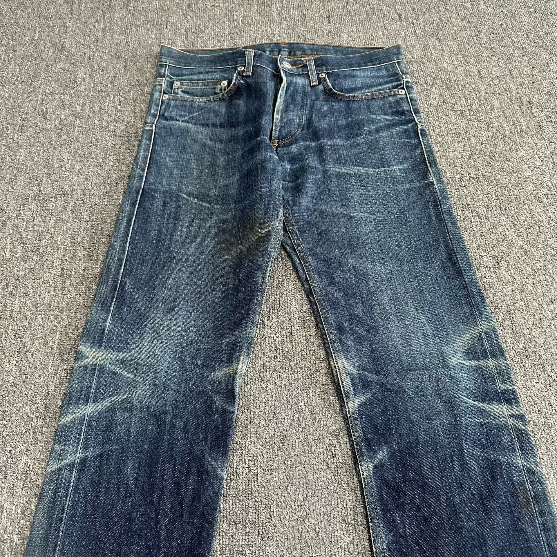 Dior Homme Indigo Destroyed Hem Jeans — detail