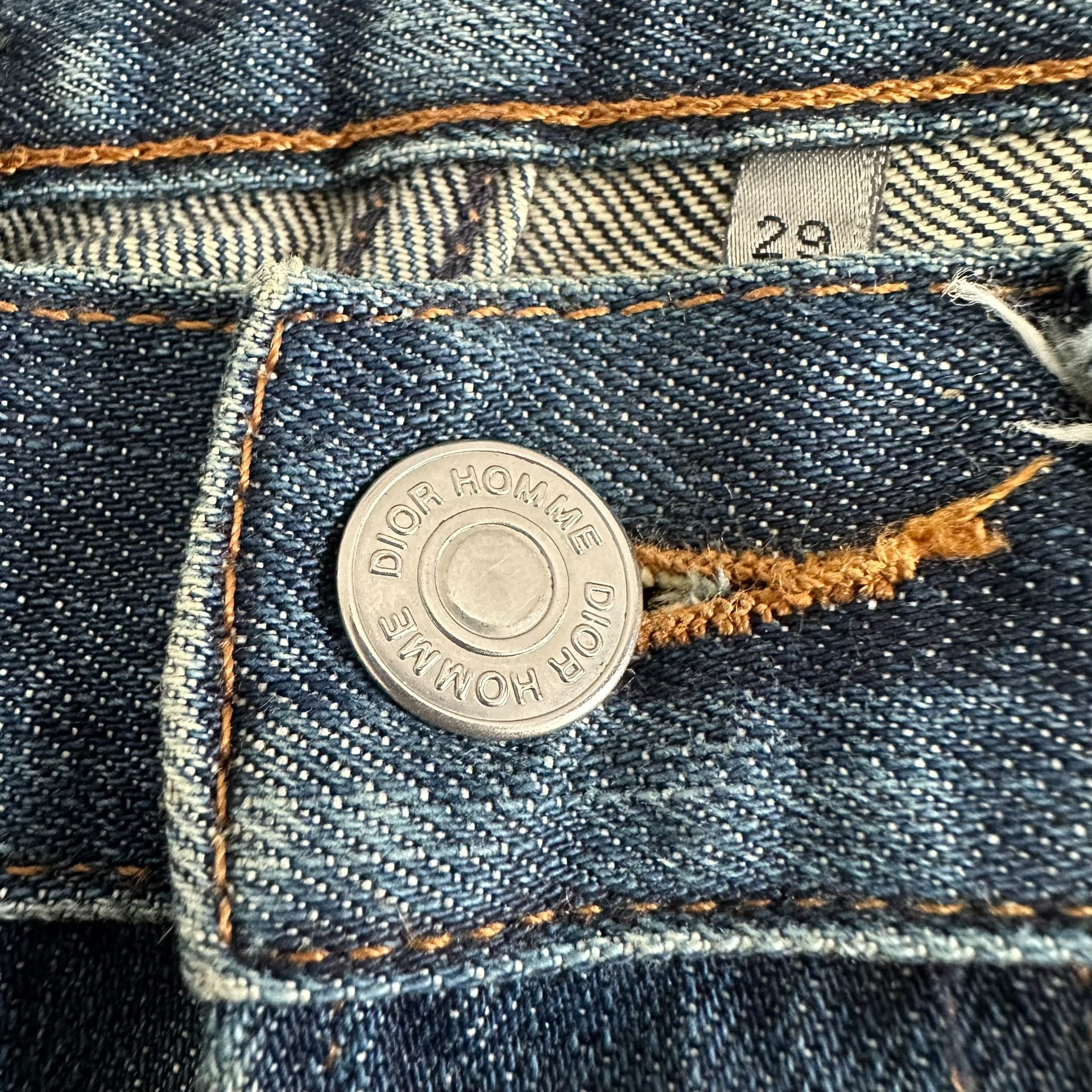 Dior Homme Indigo Destroyed Hem Jeans — label