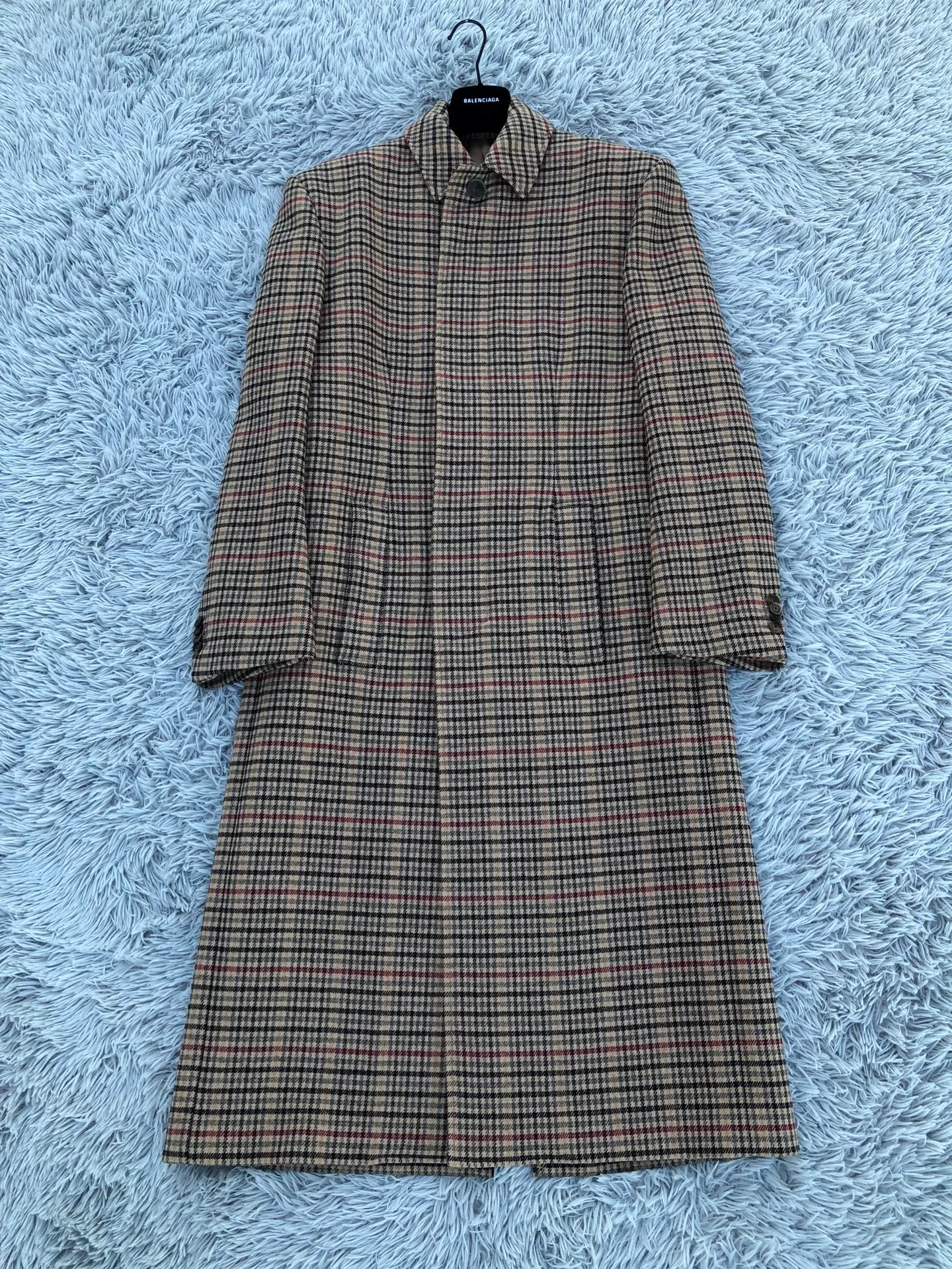 Balenciaga 17FW Houndstooth Wool Coat