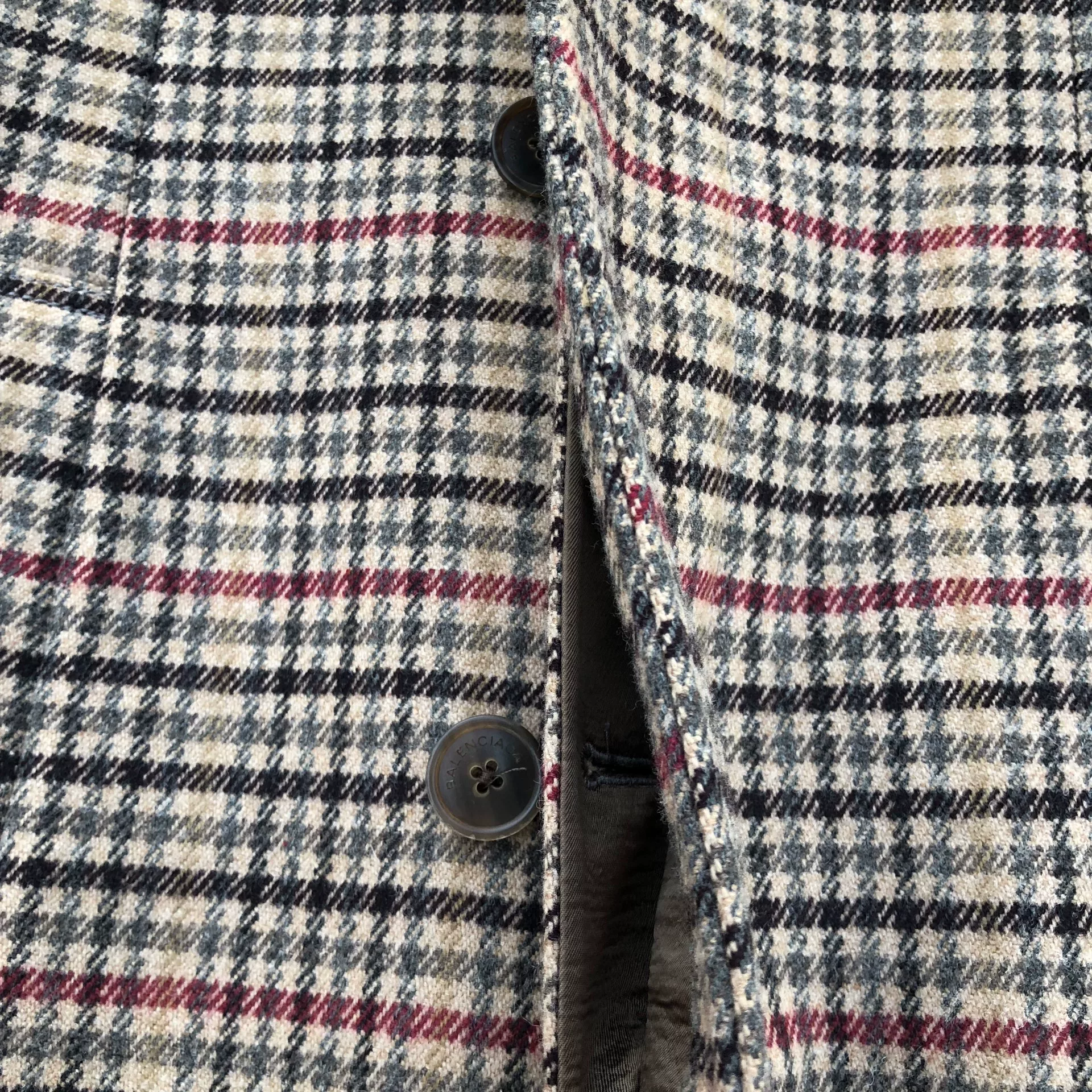 Balenciaga 17FW Houndstooth Wool Coat — back