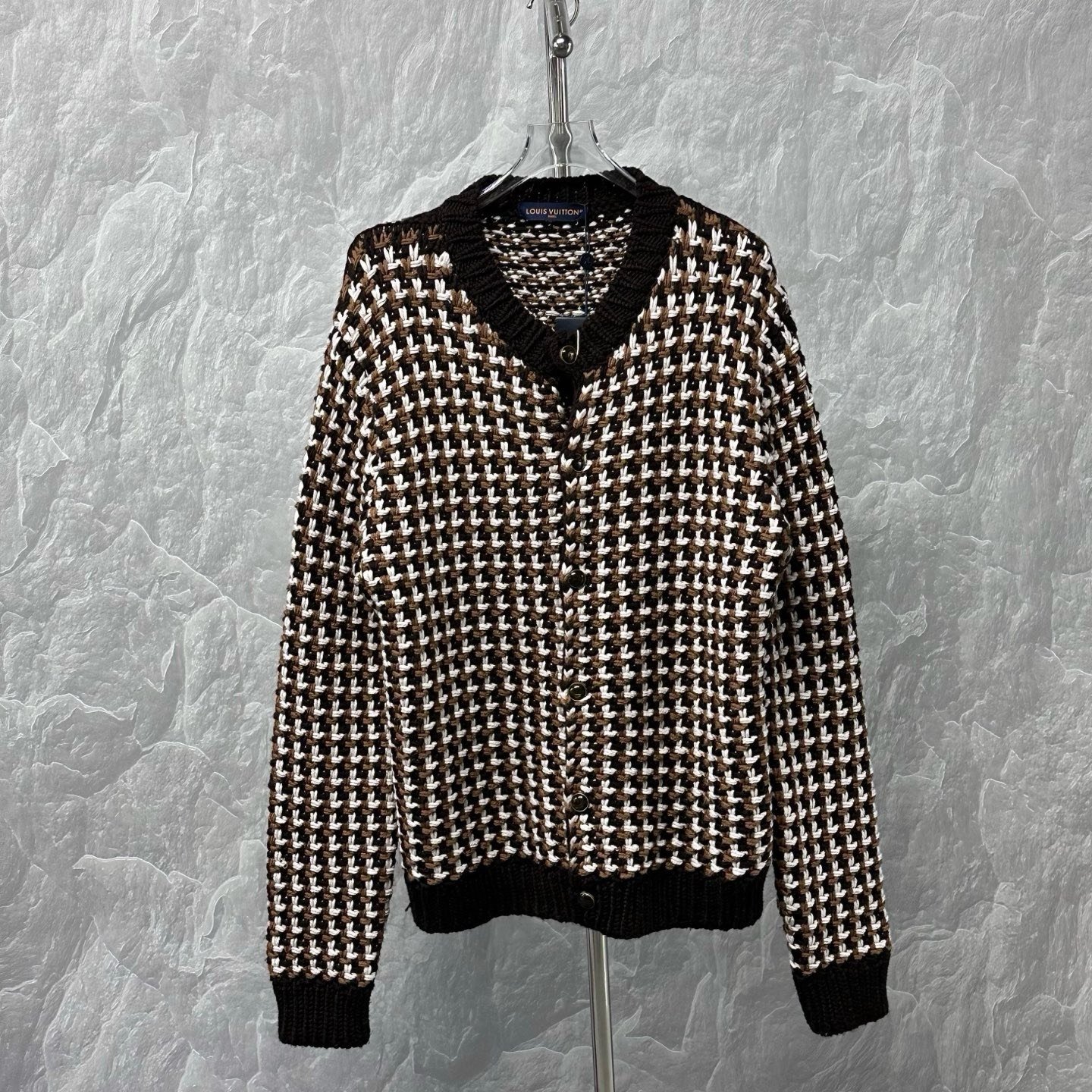 Louis Vuitton SS26 Colorblock Wool Knit Coat