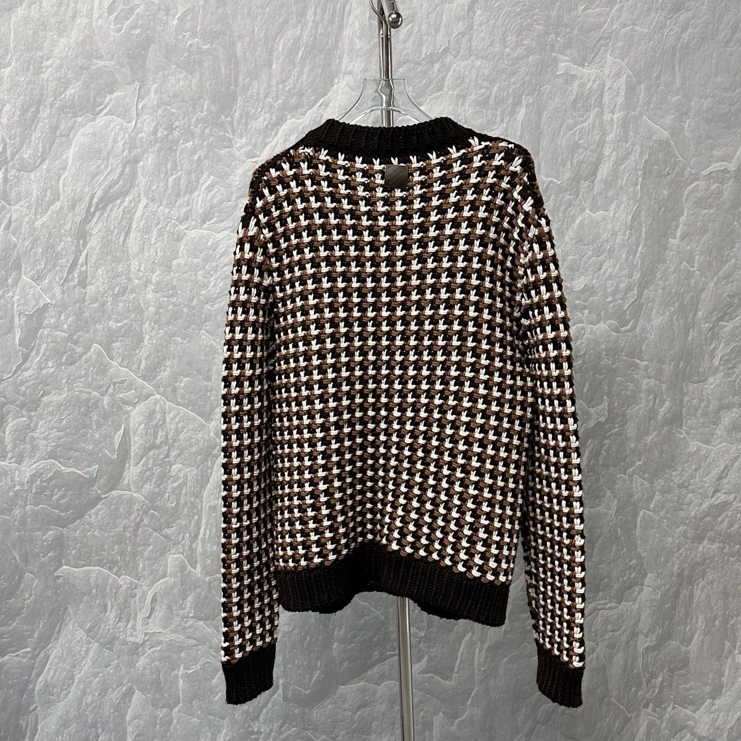 Louis Vuitton SS26 Colorblock Wool Knit Coat — back