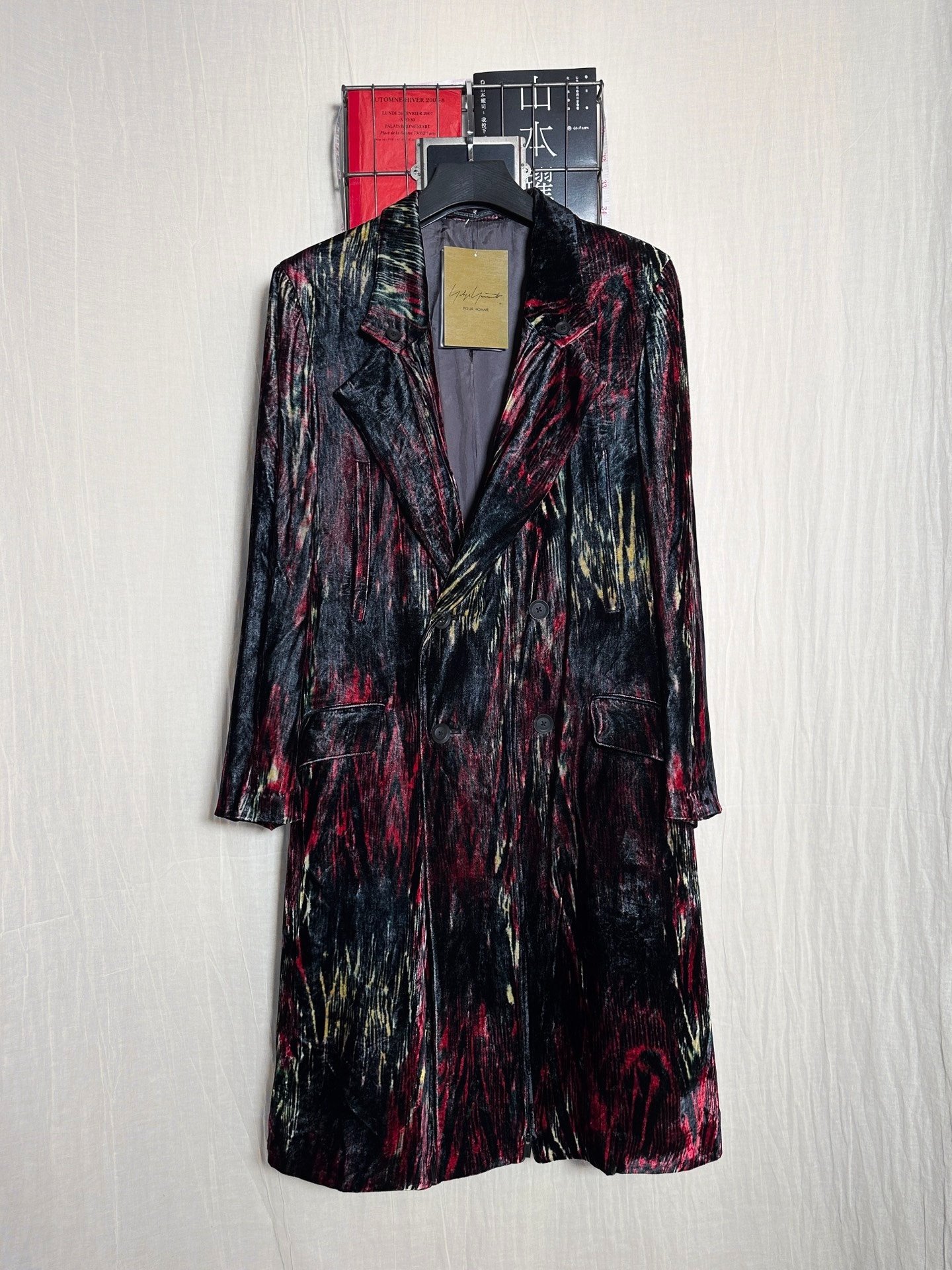 Yohji Yamamoto 23AW Red Silk Coat — detail