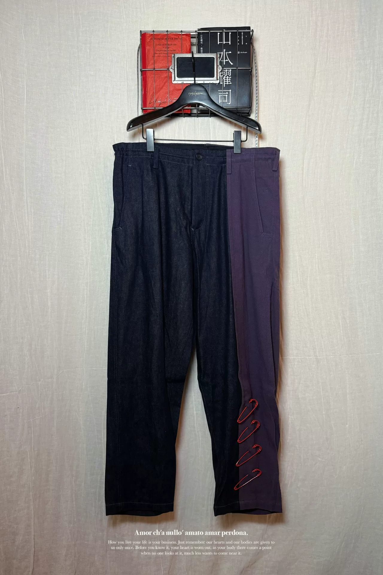 Yohji 24SS Oversized Linen Safety Pin Pants — detail