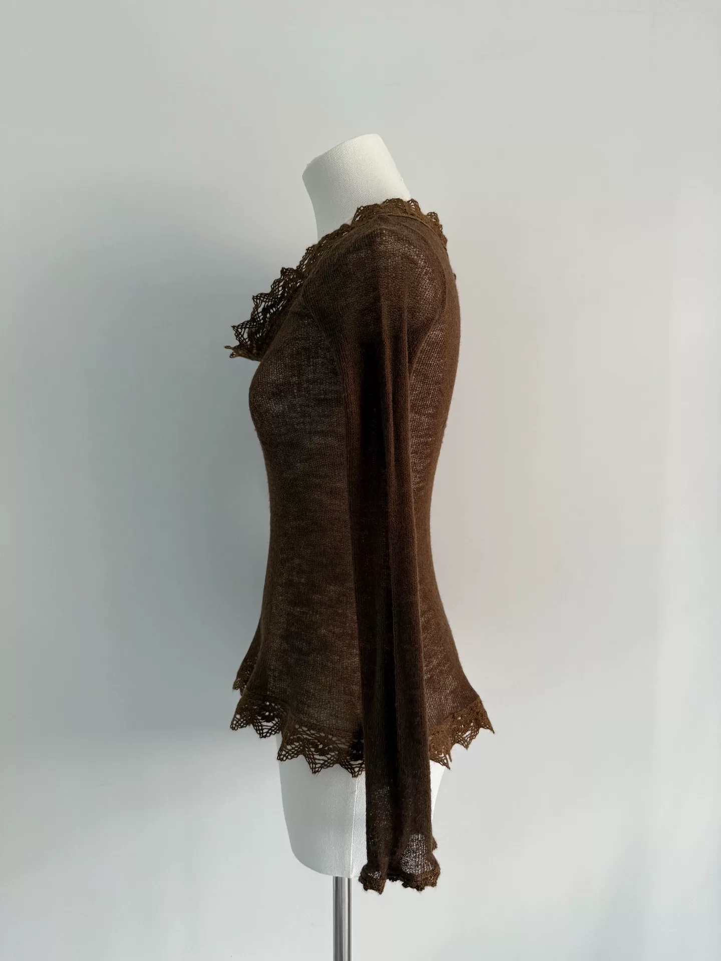 Jean Paul Gaultier Long-Sleeve Lace Trim Top — front