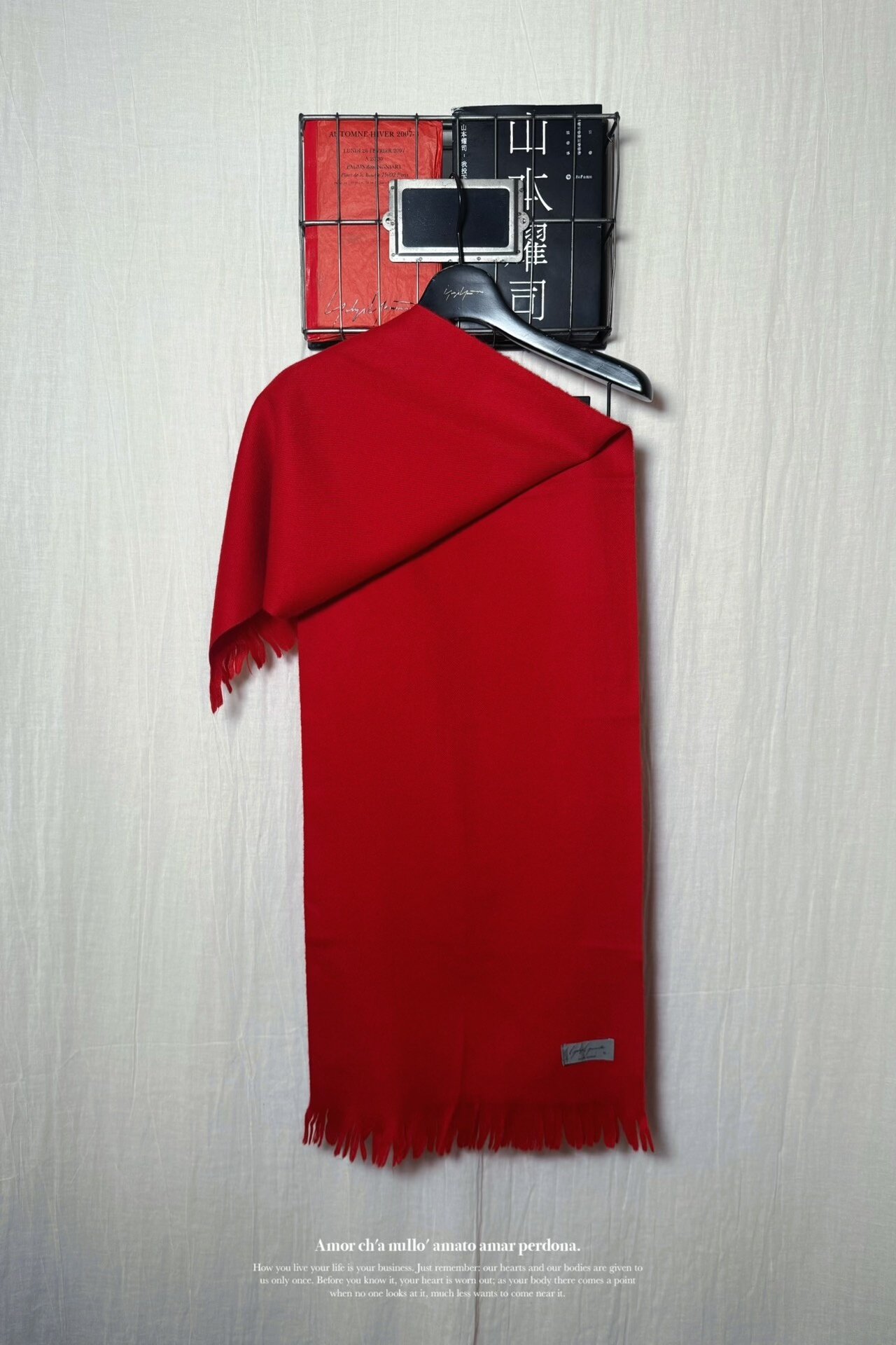 Yohji Yamamoto 80s Red Wool Tassel Scarf