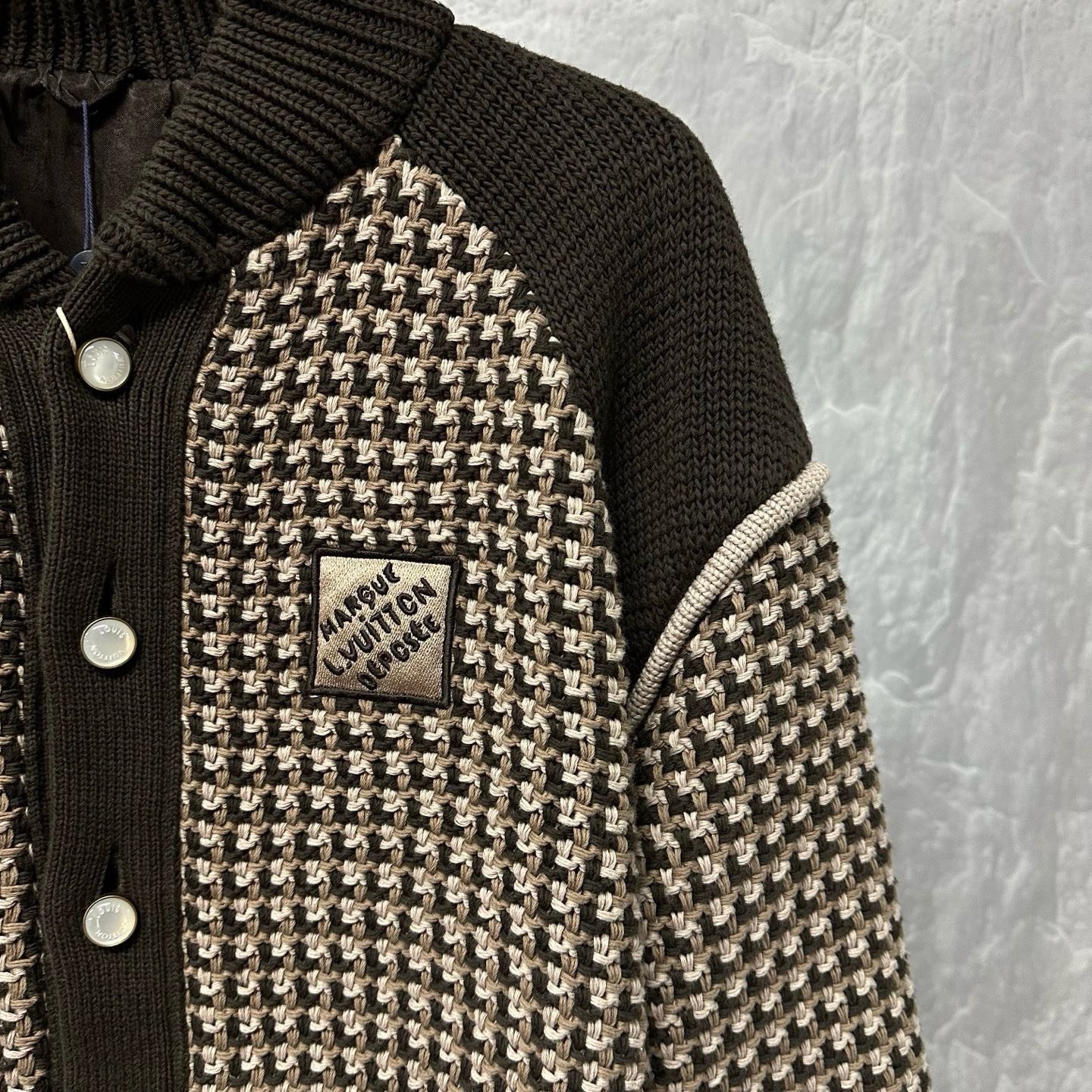 Louis Vuitton SS25 Logo Colorblock Knit Jacket — detail