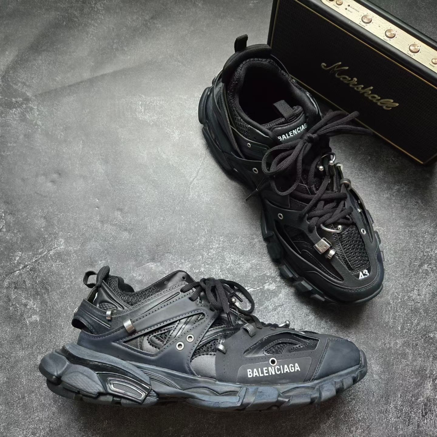Balenciaga Track Puncture Hoop Sneakers — label