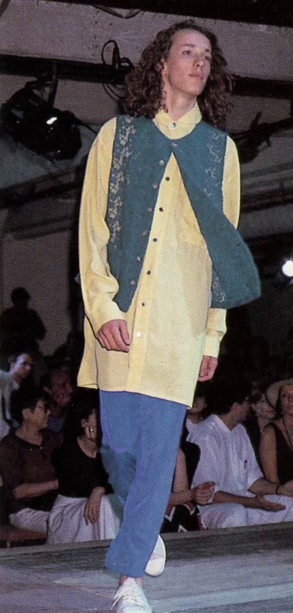 Yohji Yamamoto 92SS Green Embroidered Vest — detail
